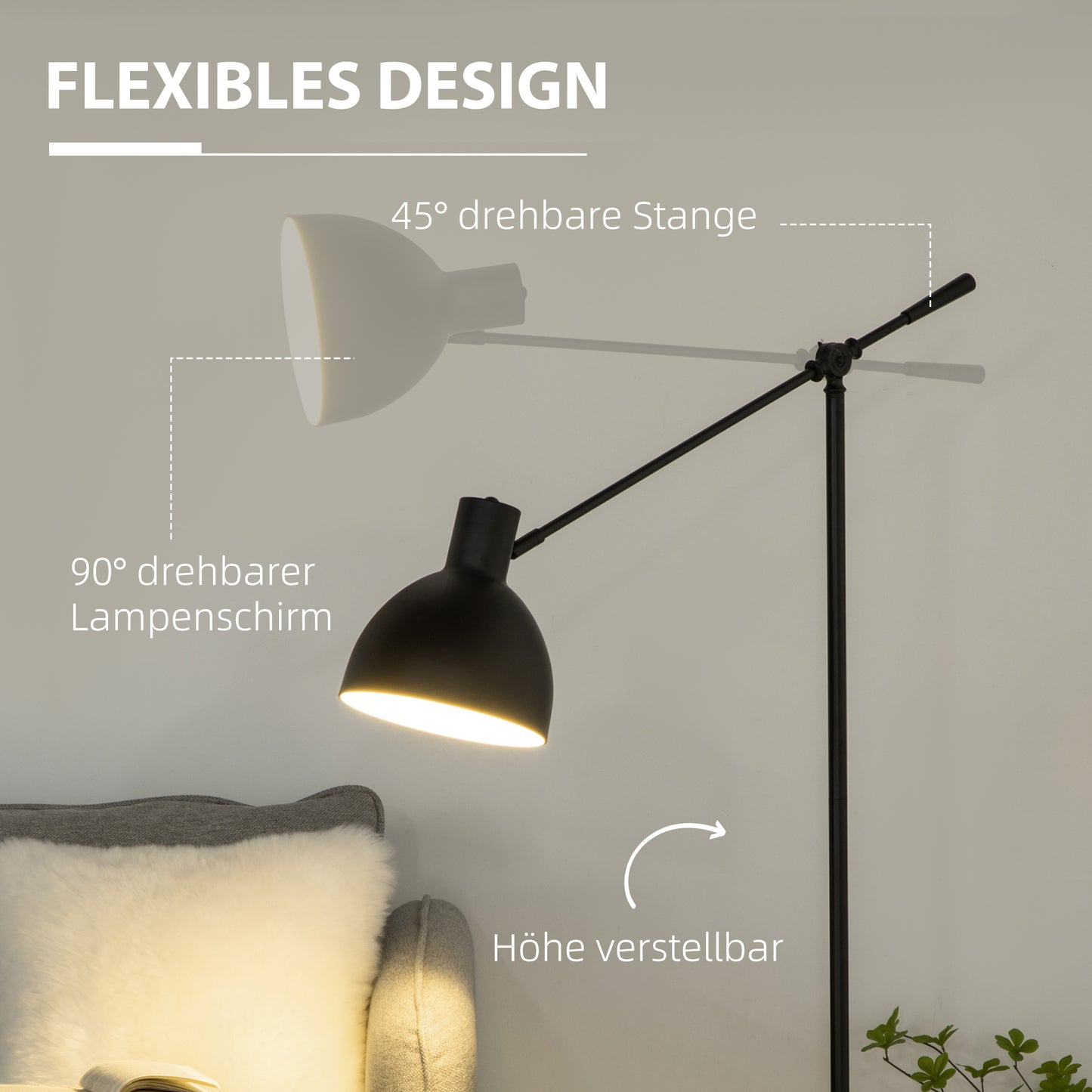 Floor lamp, LED energy-saving lamp 10W warm white light dimmable for indoor use, bedroom, restaurant