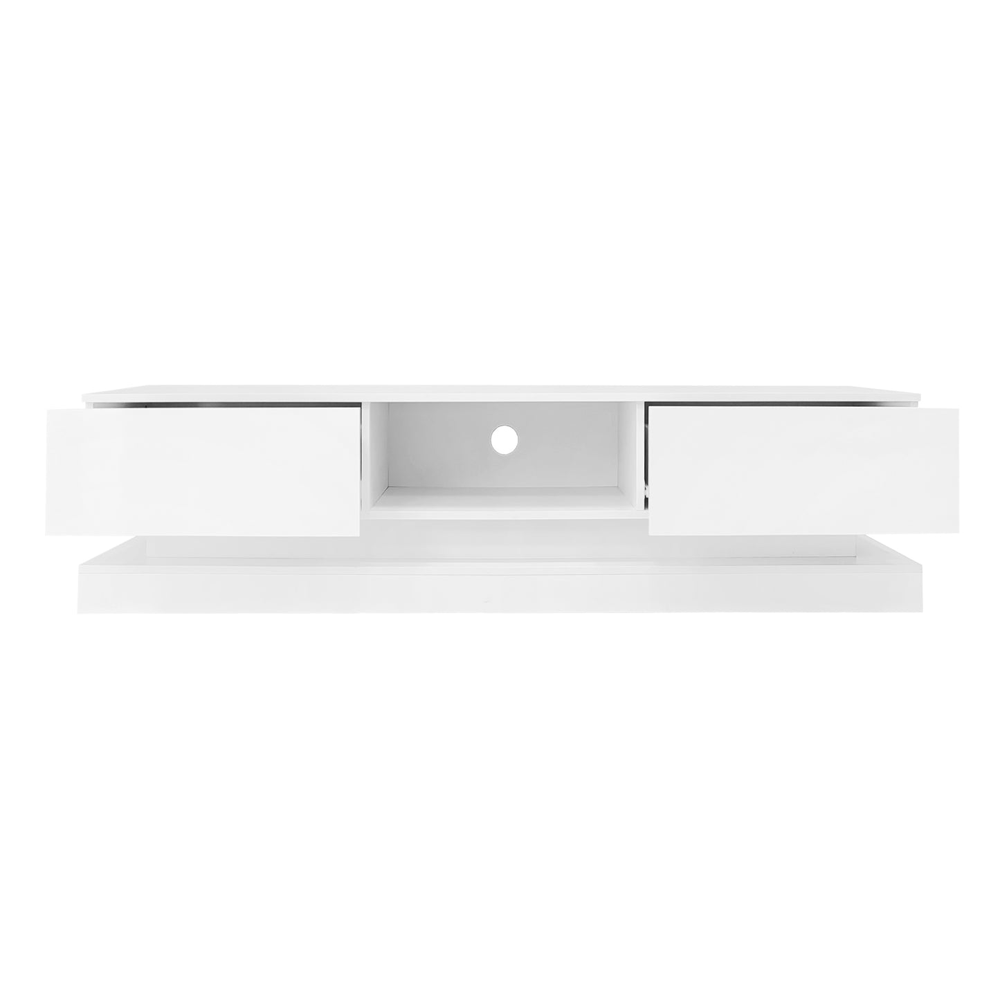 160cm High Gloss TV Cabinet with LED Lighting and 2 Drawers