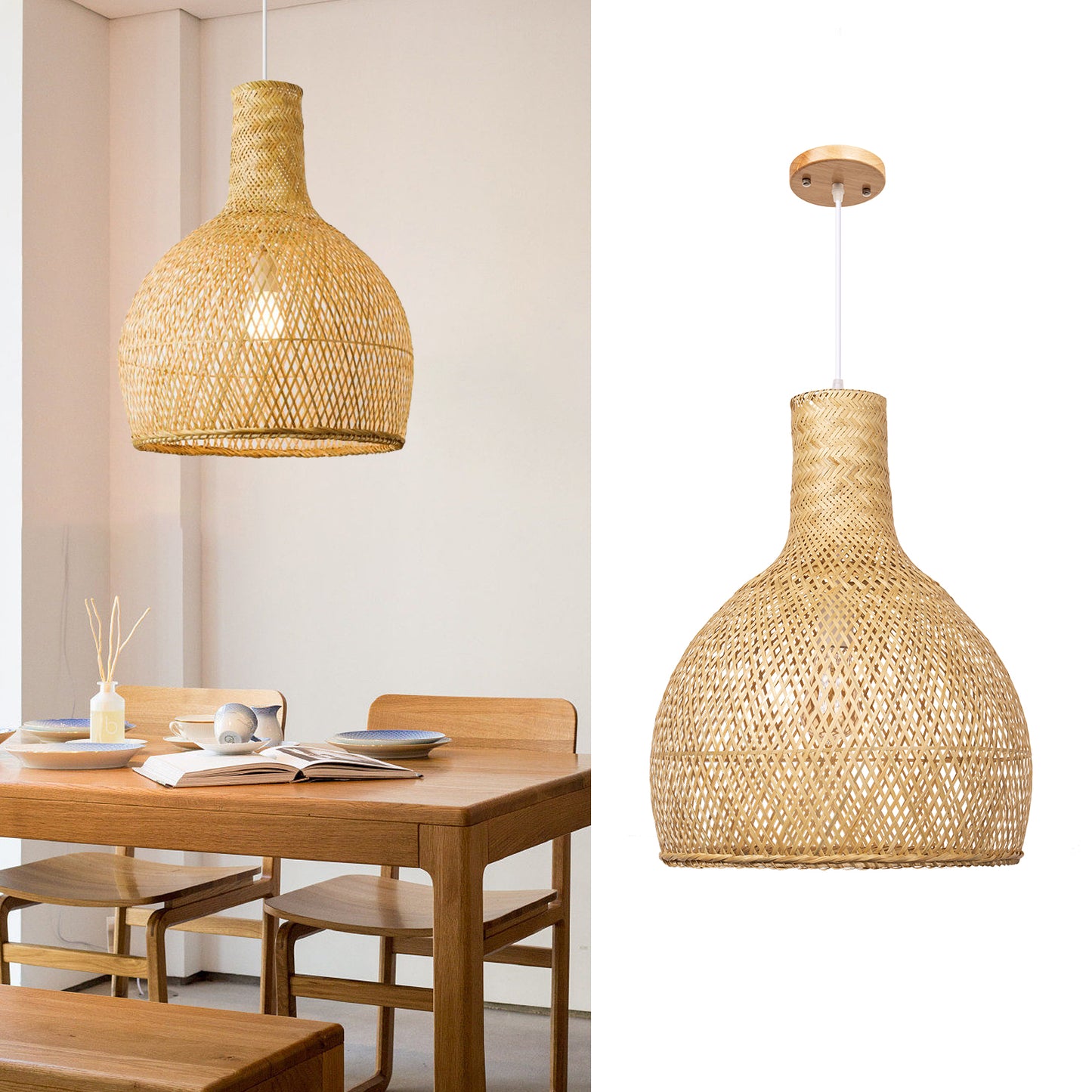 Bamboo Chandelier Vintage Rustic Hand-Woven Chandelier