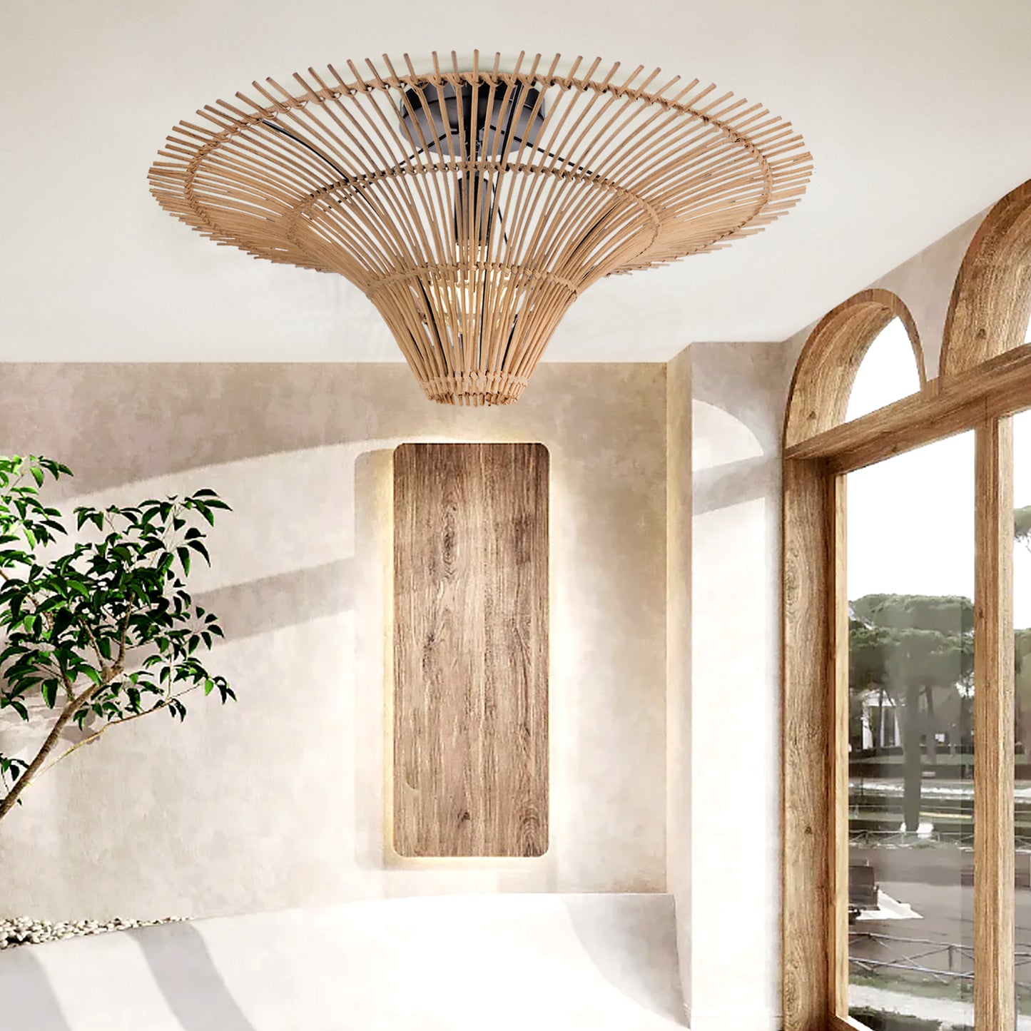 (M)ARTURESTHOME Rustic Wicker Ceiling Light Fixtures Boho Rattan Chandelier for Coastal Kitchen Island Dining Room