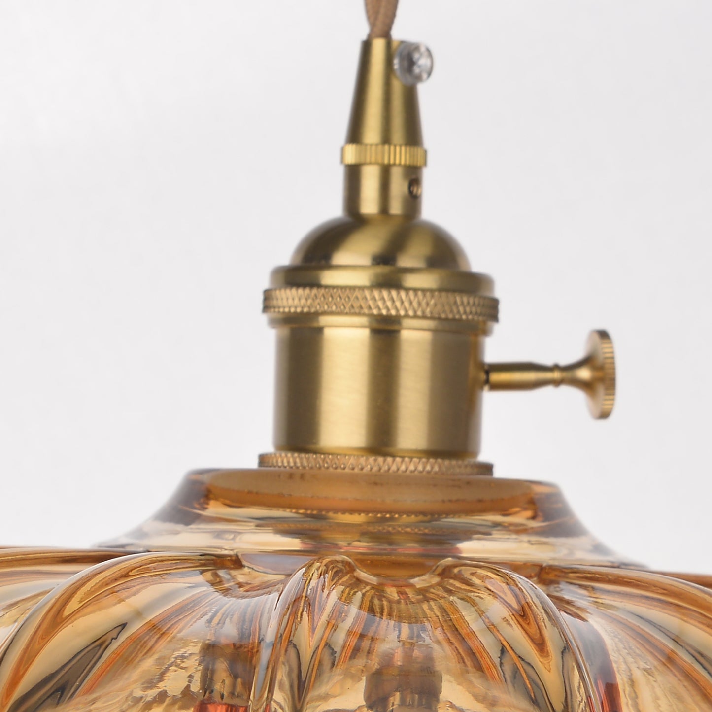 (M)Glass Tawny Pendant Light Fixture Rope Cord 1 Light Hanging Chandelier For Living Room