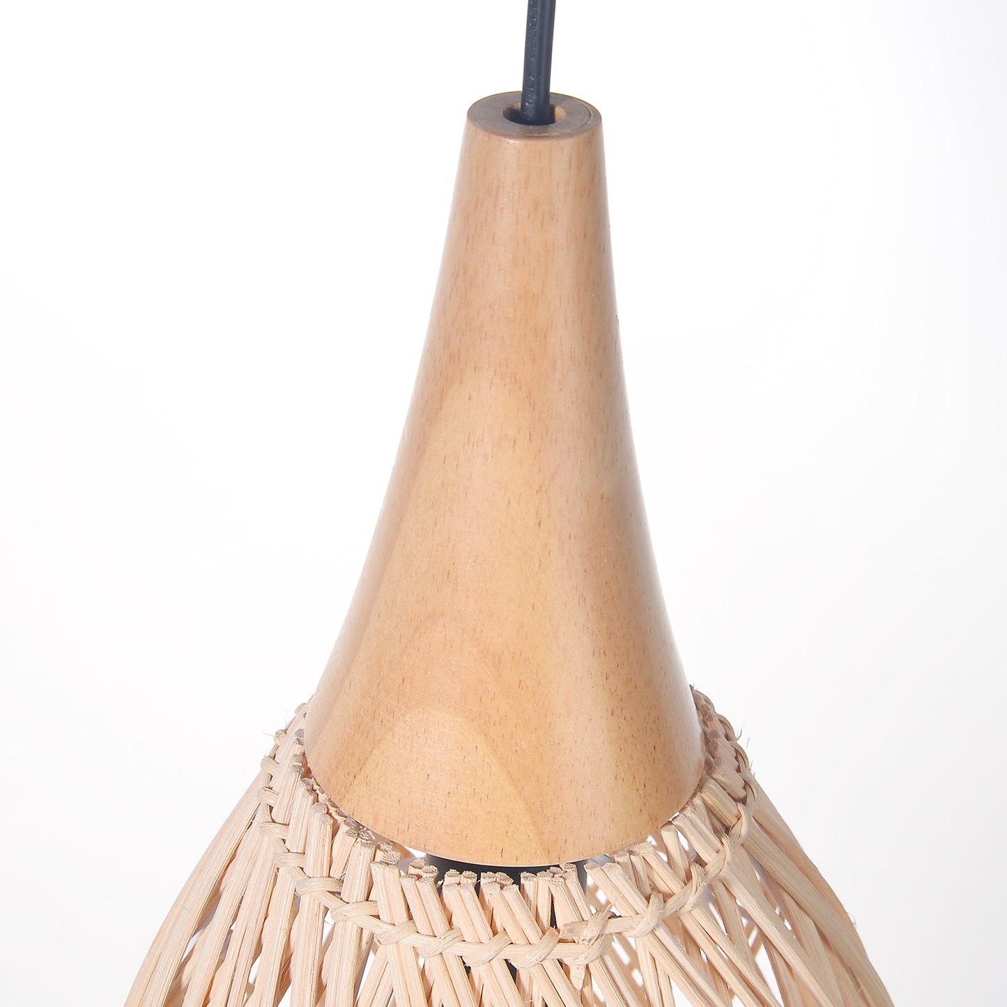 (Q) Handmade Rattan Pendant Light, Modern Minimalist Style Teardrop Shaped Lampshade Rattan Pendant Light, Suitable for Bedrooms