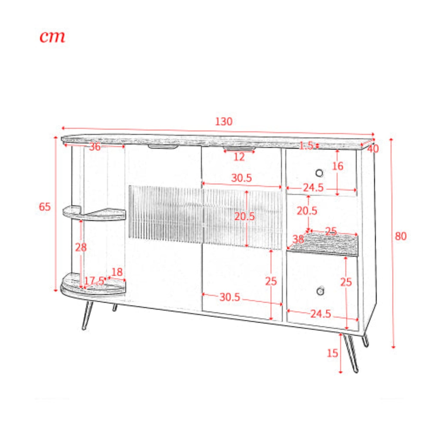 Beige Wooden Sideboard-Sliding Glass Doors, LED Lights, DiningLiving Room Storage Cabinet