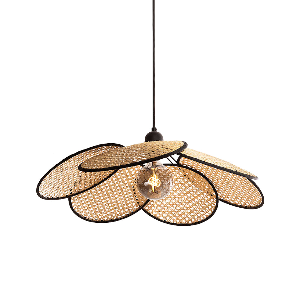 (M)ARTURESTHOME Rattan Pendant Light Fixture Black Hanging Chandelier For Living Room