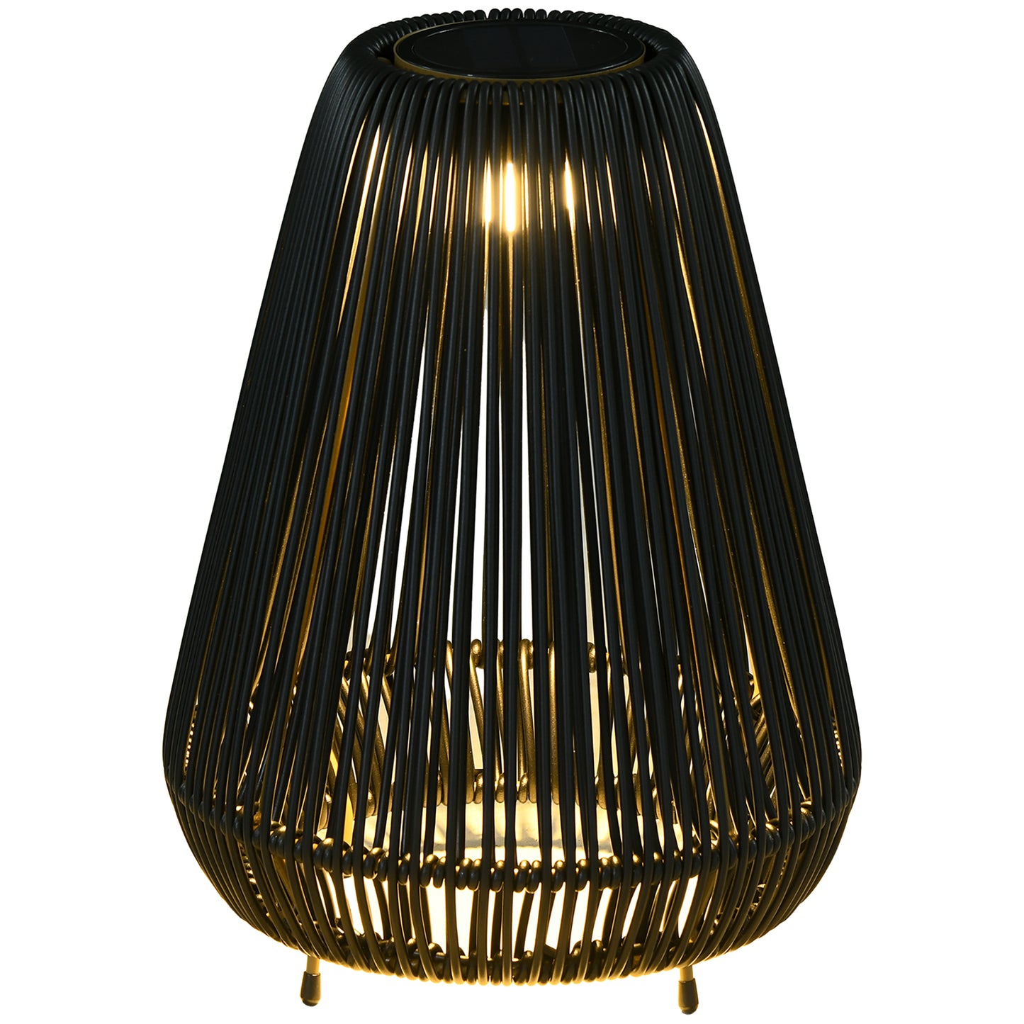Solar Light Rattan Waterproof Street Light with Light Sensor, Automatic LED Garden Light, Outdoor Light, Black, Metal