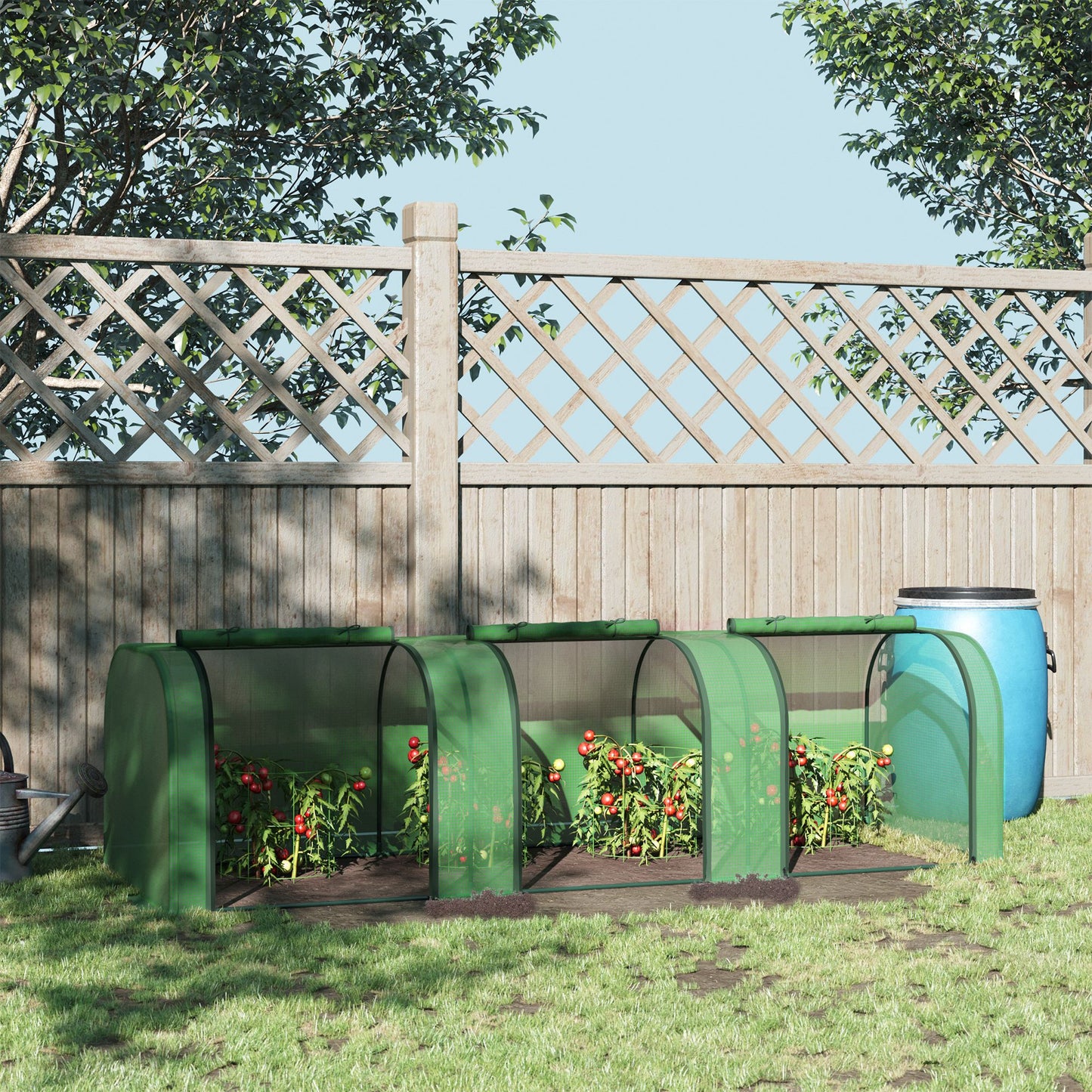Plastic greenhouse with door 295x100x80 cm, plant house for plant cultivation made of steel & PE, green
