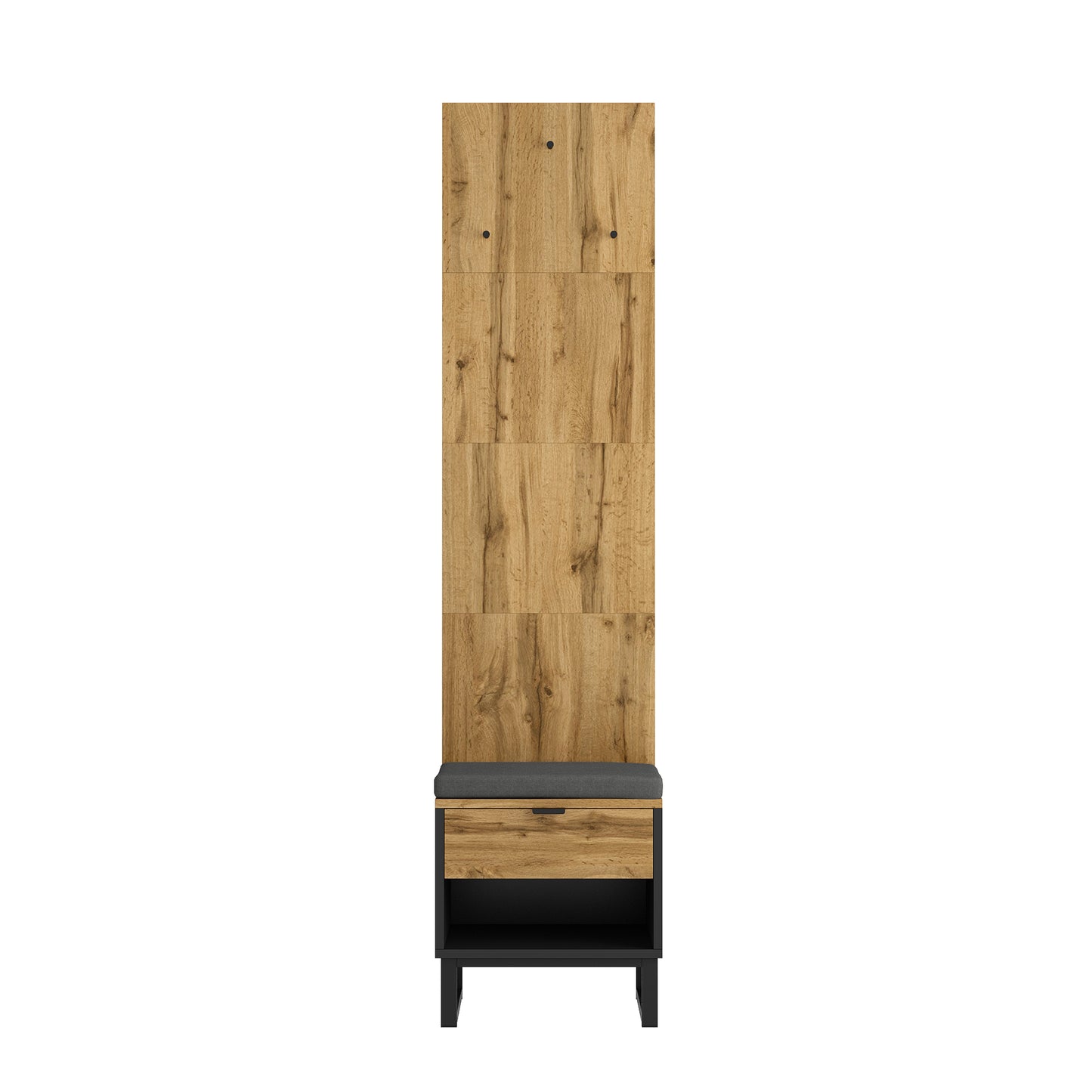 Complete Wardrobe Set with Shoe Stool, Cushion, Front Hanging Hooks, and Drawers