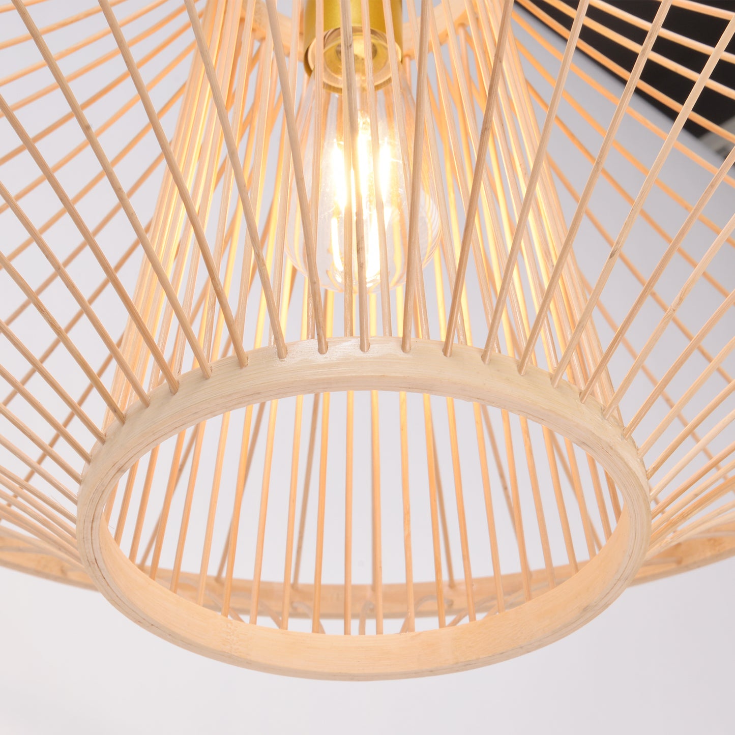 (M)Pendant Lighting Bamboo Handmade Hanging Chandelier 1 Light E27 for Kitchen Living Room