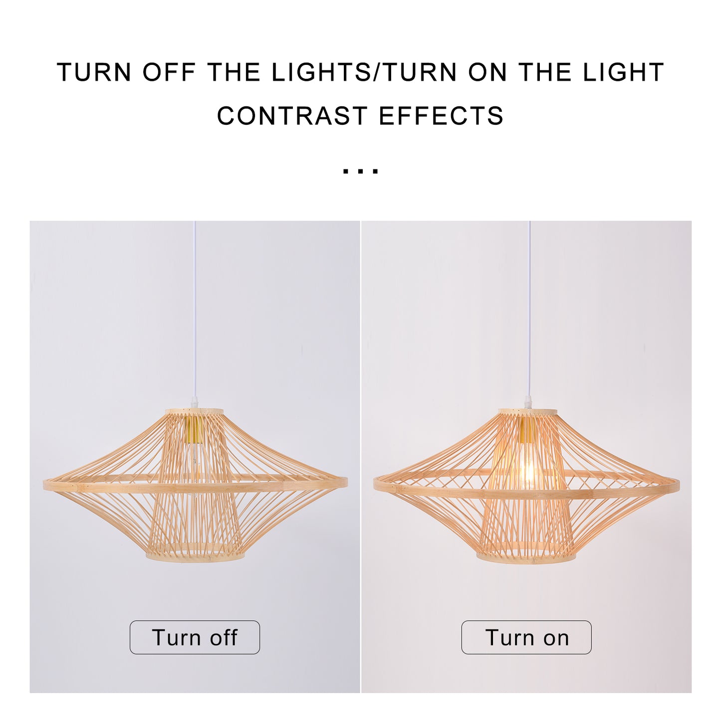 (M)Pendant Lighting Bamboo Handmade Hanging Chandelier 1 Light E27 for Kitchen Living Room