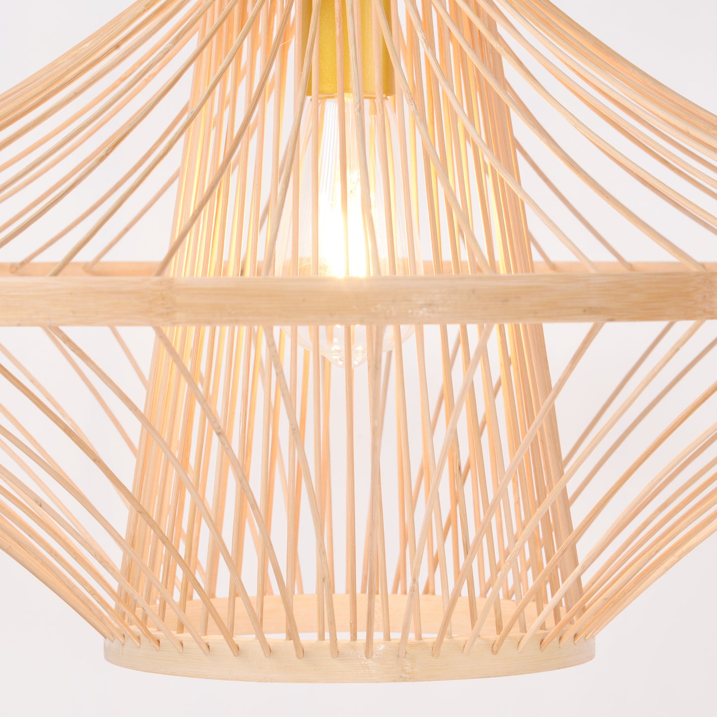 (M)Pendant Lighting Bamboo Handmade Hanging Chandelier 1 Light E27 for Kitchen Living Room