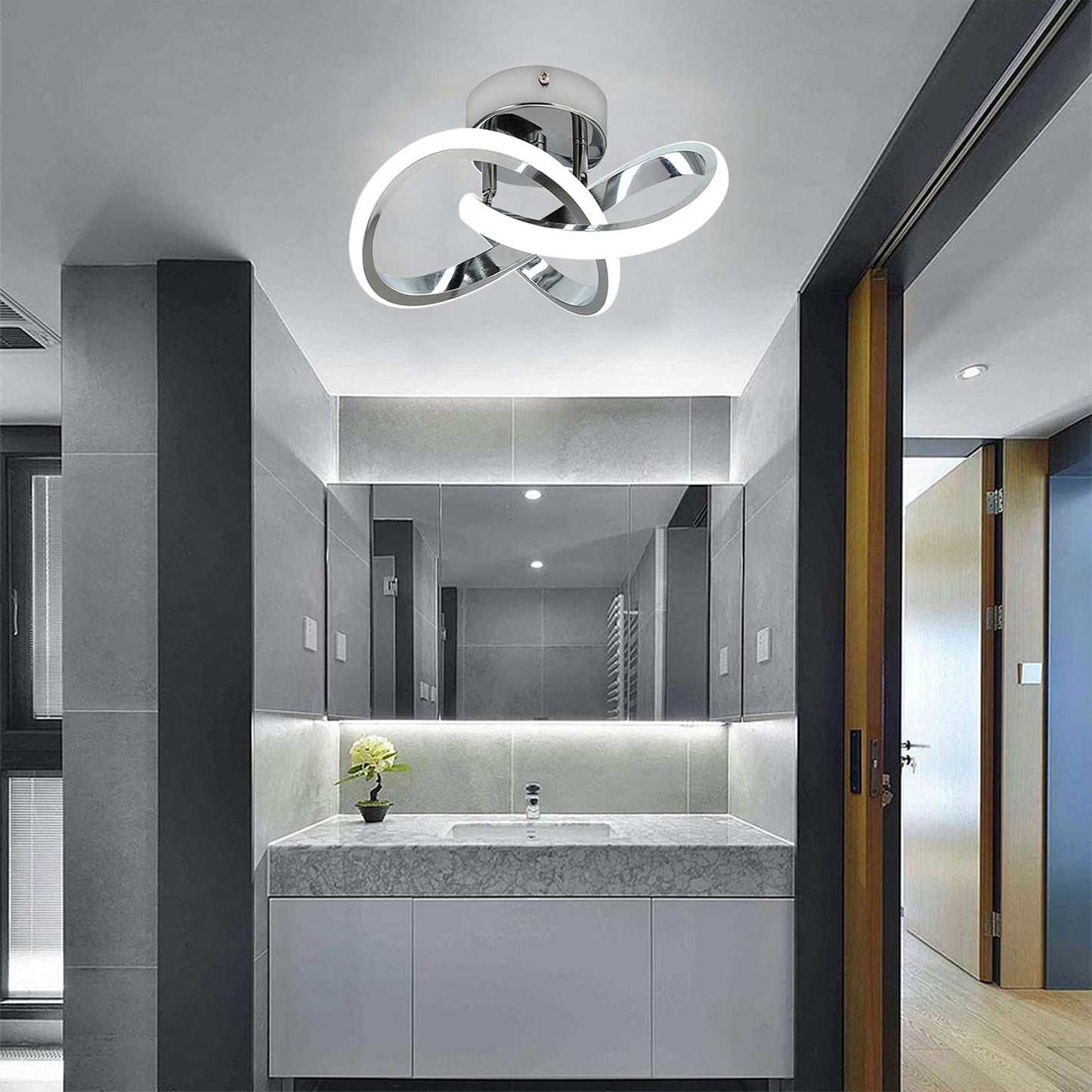 (Y)Hallway Light Acrylic Modern LED Ceiling Light Fixture Cool White 6000K Near Ceiling Light For Bedroom Bathroom Kitchen Balcony Corridor Stairway Aisle Light Curved Creative Design Ceiling Lights
