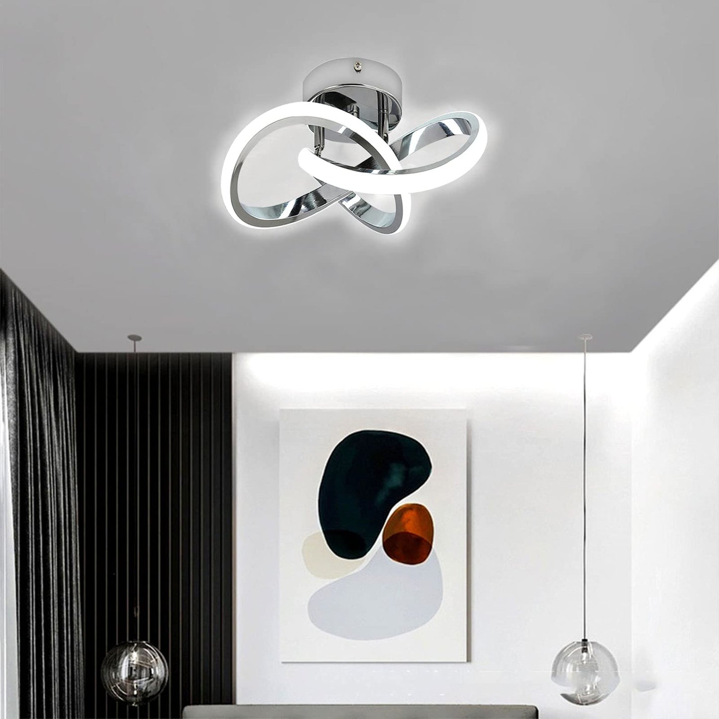 (Y)Hallway Light Acrylic Modern LED Ceiling Light Fixture Cool White 6000K Near Ceiling Light For Bedroom Bathroom Kitchen Balcony Corridor Stairway Aisle Light Curved Creative Design Ceiling Lights
