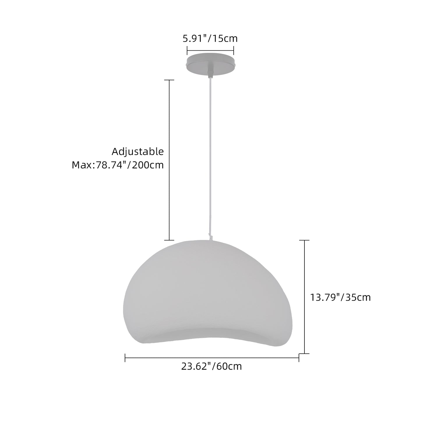 (M) Wabi Sabi Pendant Lighting Polystyrene Gray Chandelier Hanging Light Fixture for Dining Room Hall