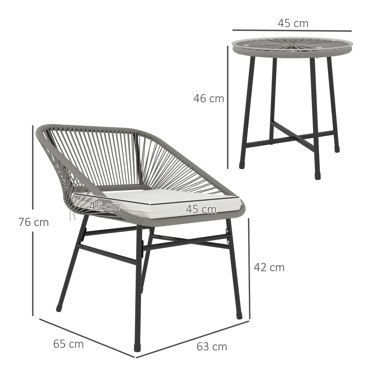 Poly rattan garden furniture set, outdoor lounge balcony furniture, 3-piece seating set, weatherproof garden lounge chairs for garden, patio, balcony
