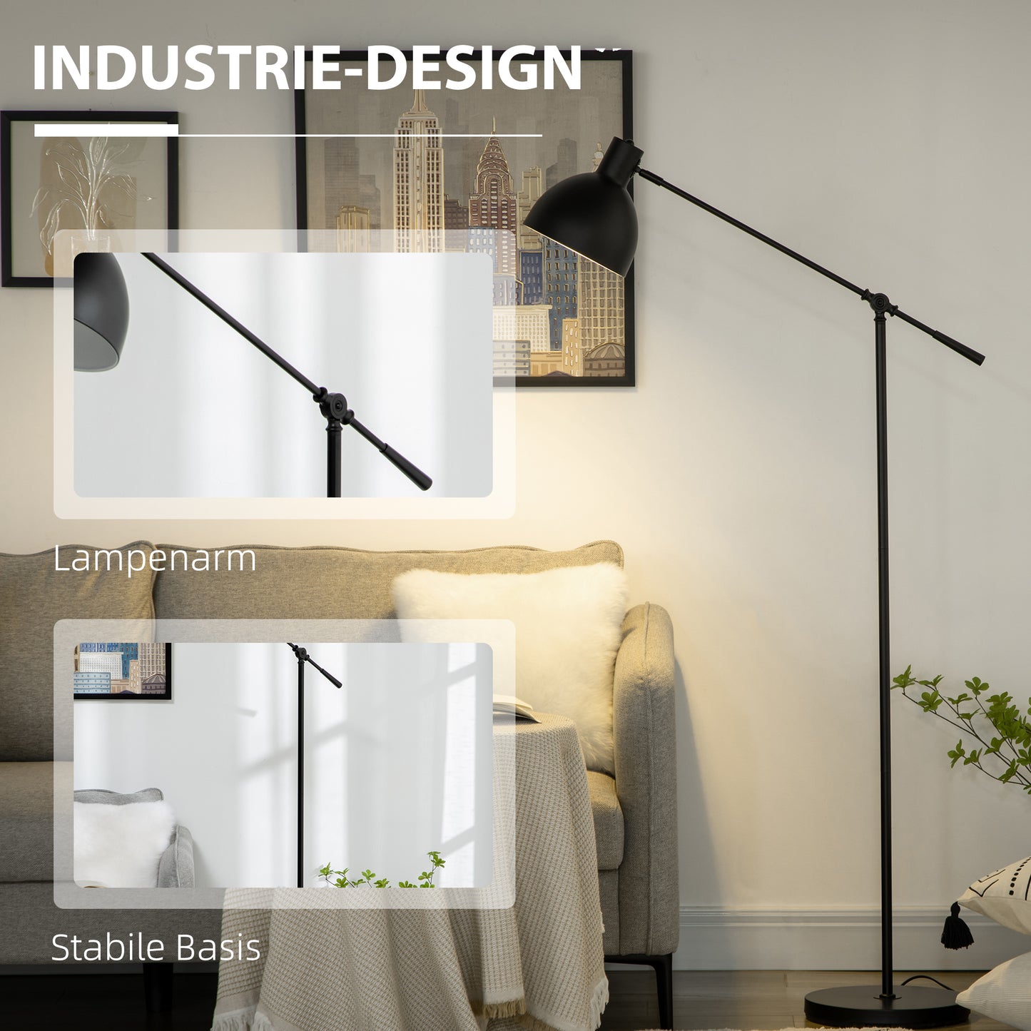 Floor lamp, LED energy-saving lamp 10W warm white light dimmable for indoor use, bedroom, restaurant