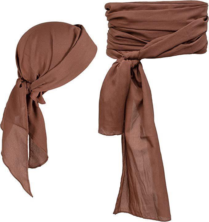 Halloween Pirate Costume Medieval Renaissance Pirate Headscarf and Belt Clothing Accessories