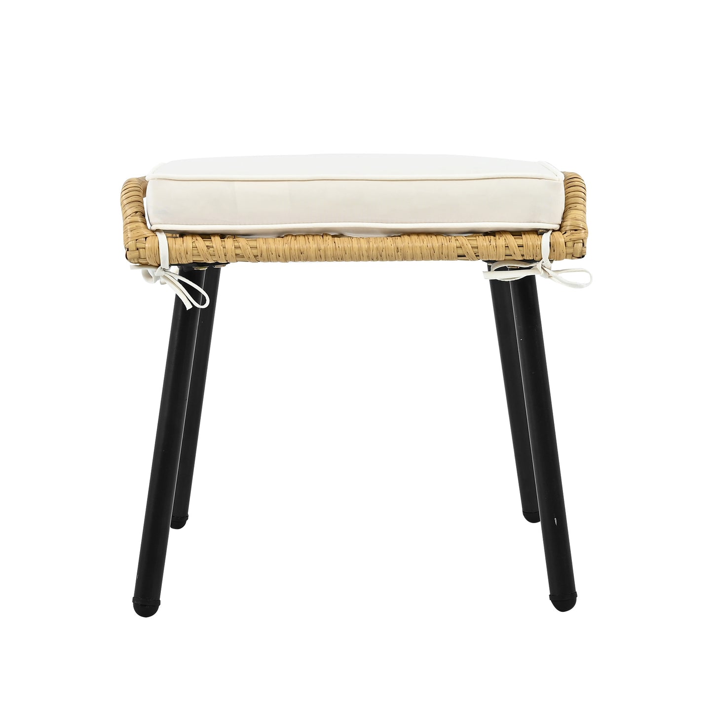 5-piece garden lounge set, including 1 dining table, 2 chairs, 2 stools, furniture, rattan, natural