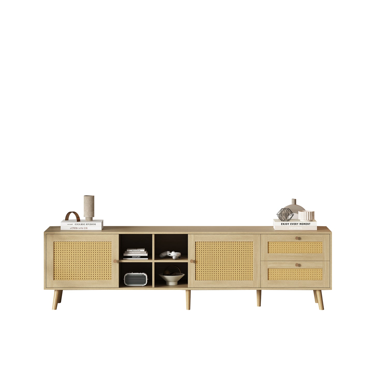 Elegant Wooden Rattan TV Cabinet - 180cm Wide for 80 inchesTV
