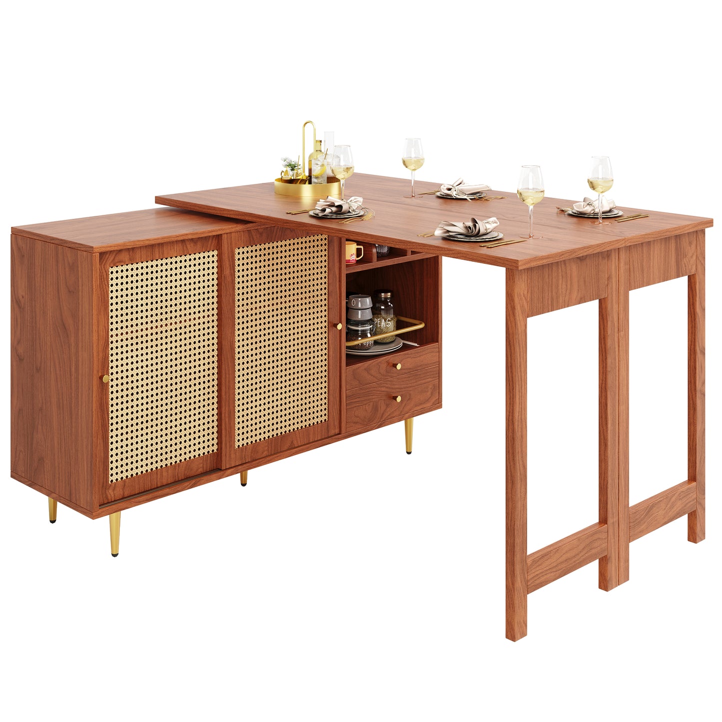 Brown 360° Rotating Expandable Bar Table-A Versatile Home Essential