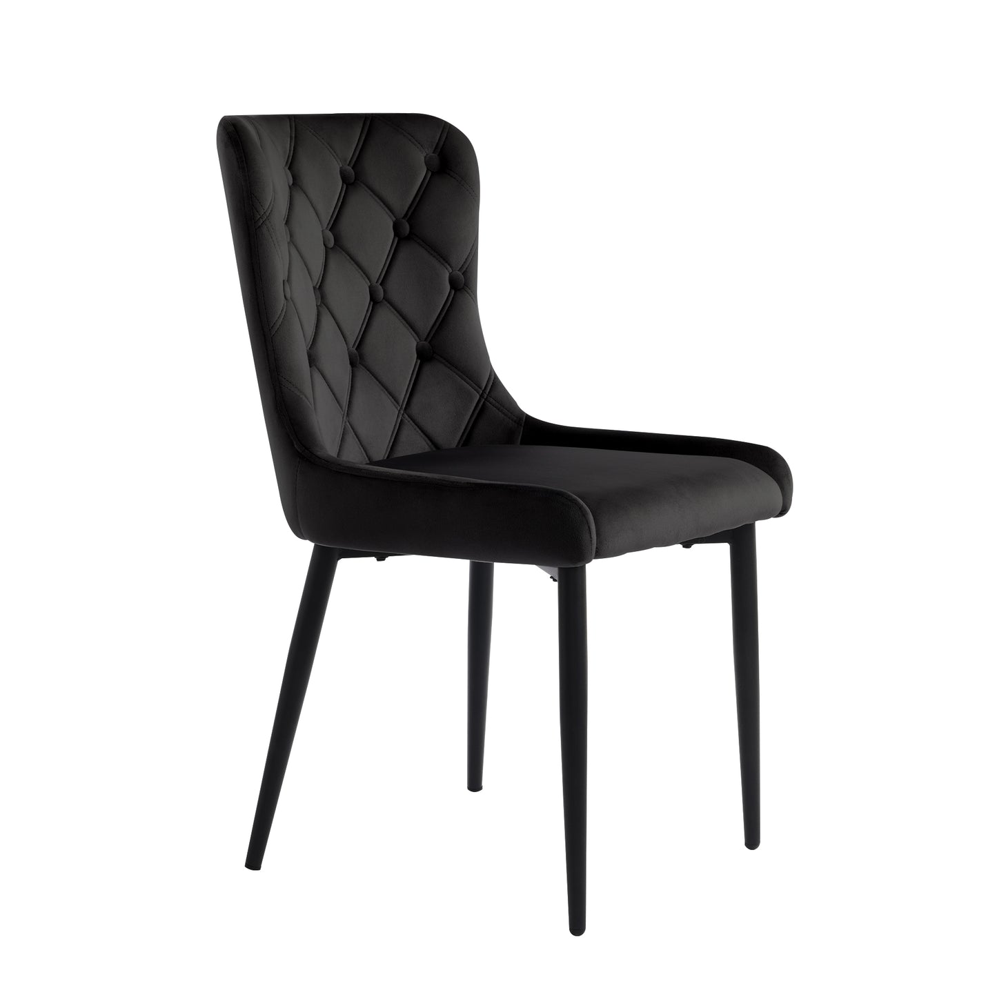 Black Velvet Dining Chairs-Upholstered, Metal Iron, Ergonomic, Set of 2