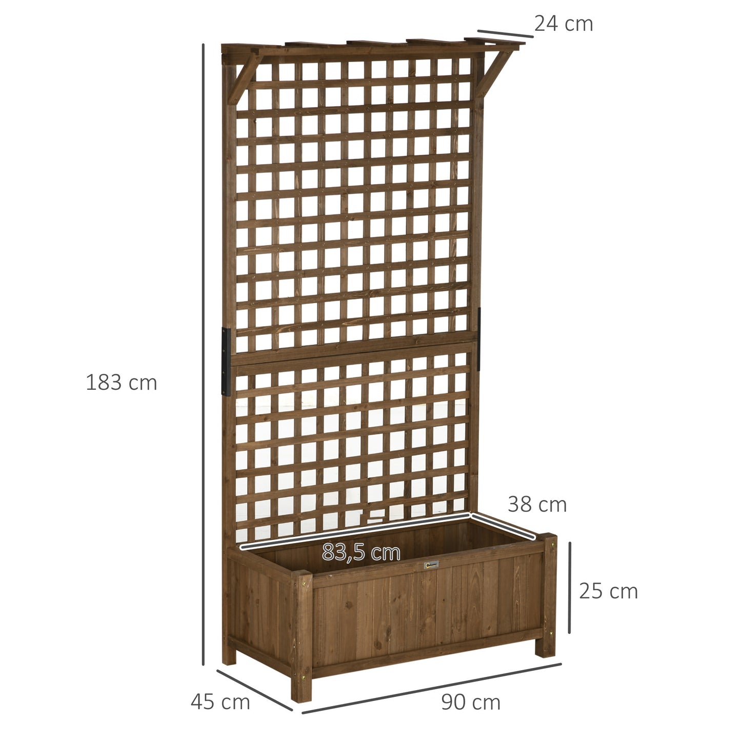 Raised Flower Bed Planter with Trellis, 90 x 45 x 183 cm for Garden Balcony Terrace, Flower Pots for Climbing Plants Basket Plants