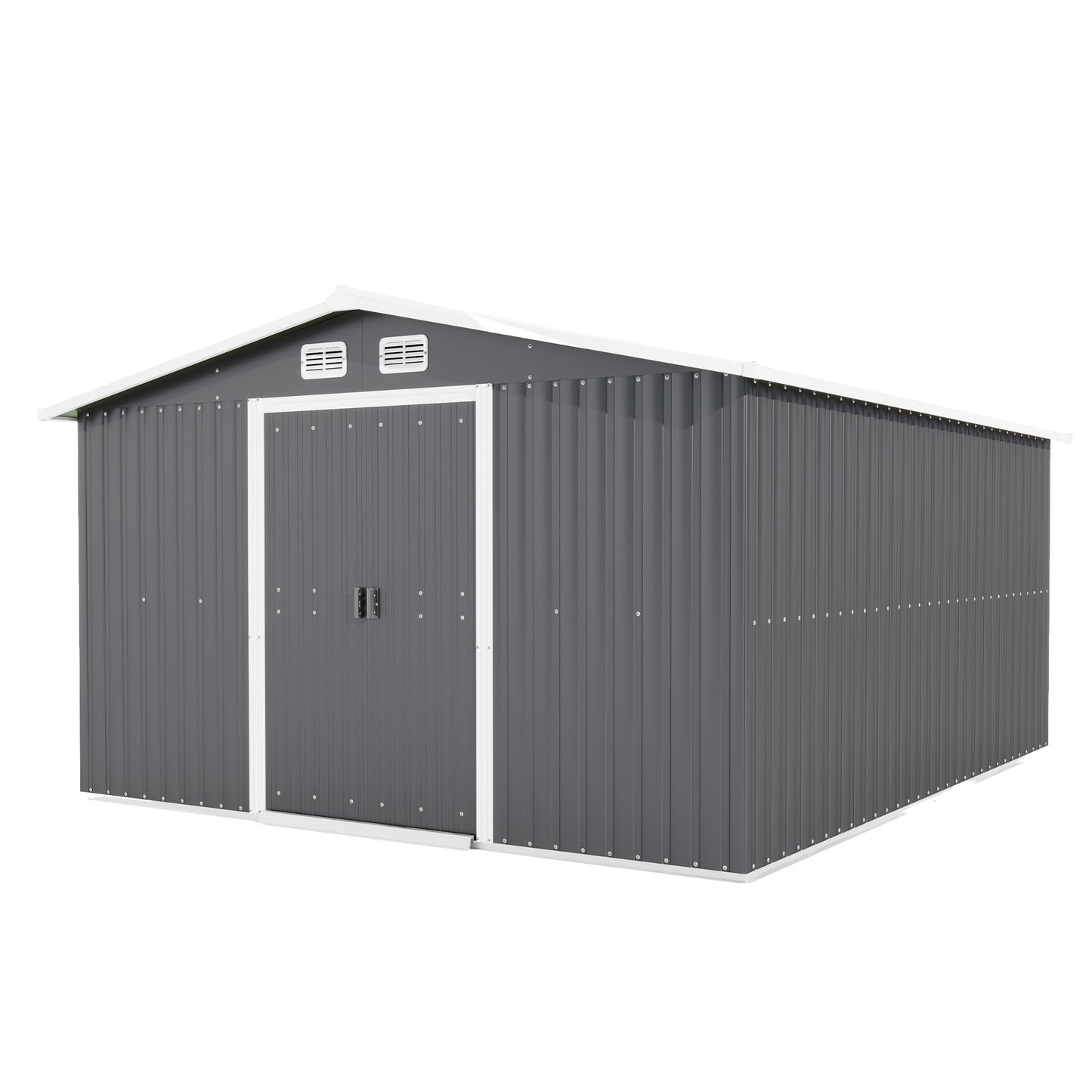 10FT x 8FT Metal Outdoor Storage Shed with Lockable Door, Waterproof & Anti-Corrosion Tool Shed for Backyard, Patio, Lawn & Garden