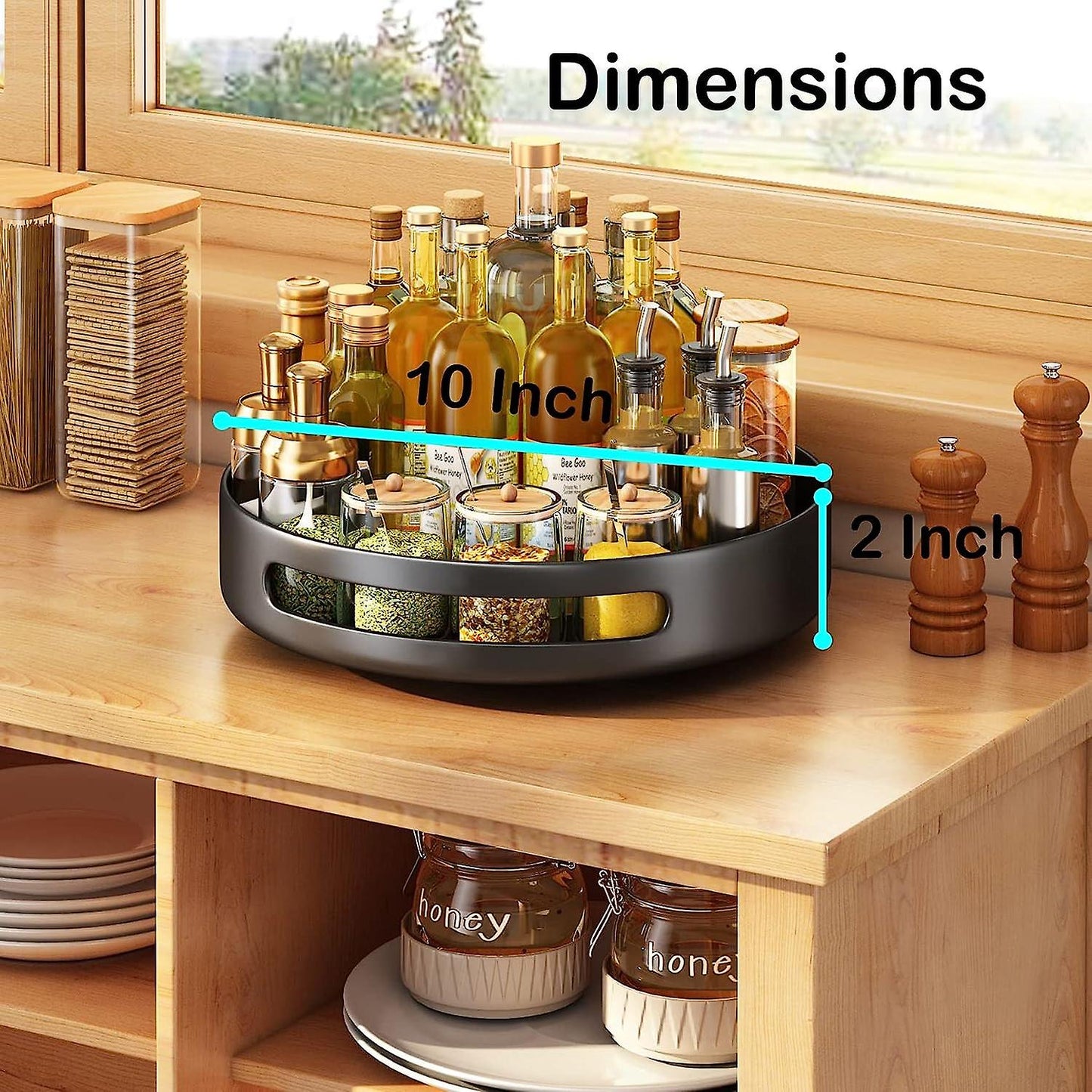 (Y)Rotating Metal Spice Rack, Used For Cabinets, Counters, Closets, Kitchen Or Pant