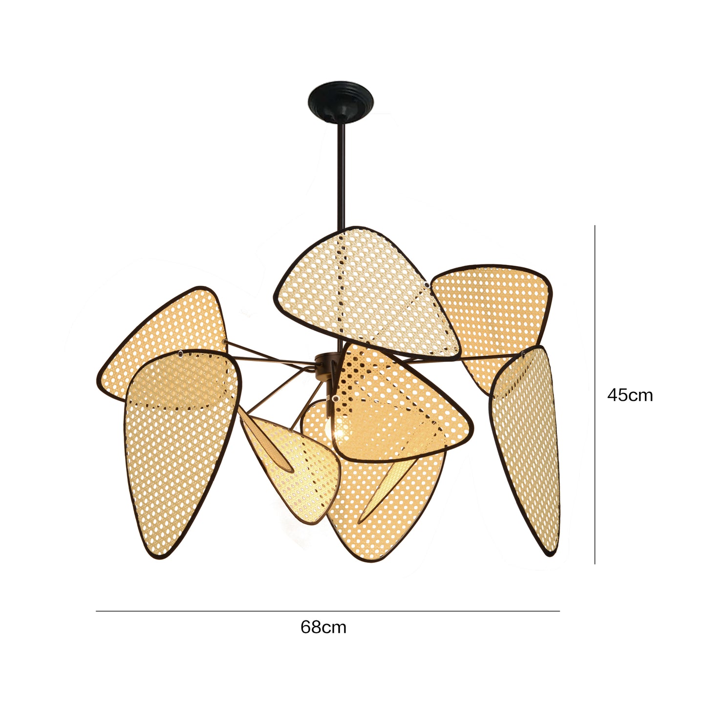 (M)Hollow Fan Blades Combination Rattan Pendant Light Shade For Bedroom Kitchen Island