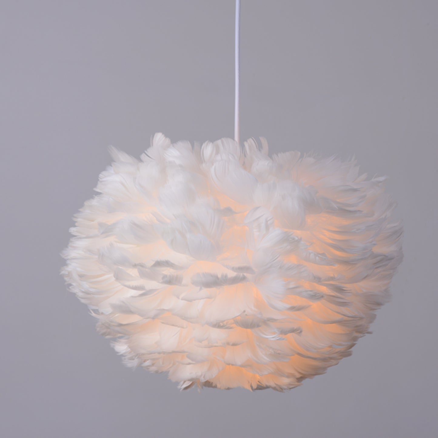 (M)Pendant Light Globe White Feather Chandelier E27 for Children's Bedroom Living Room