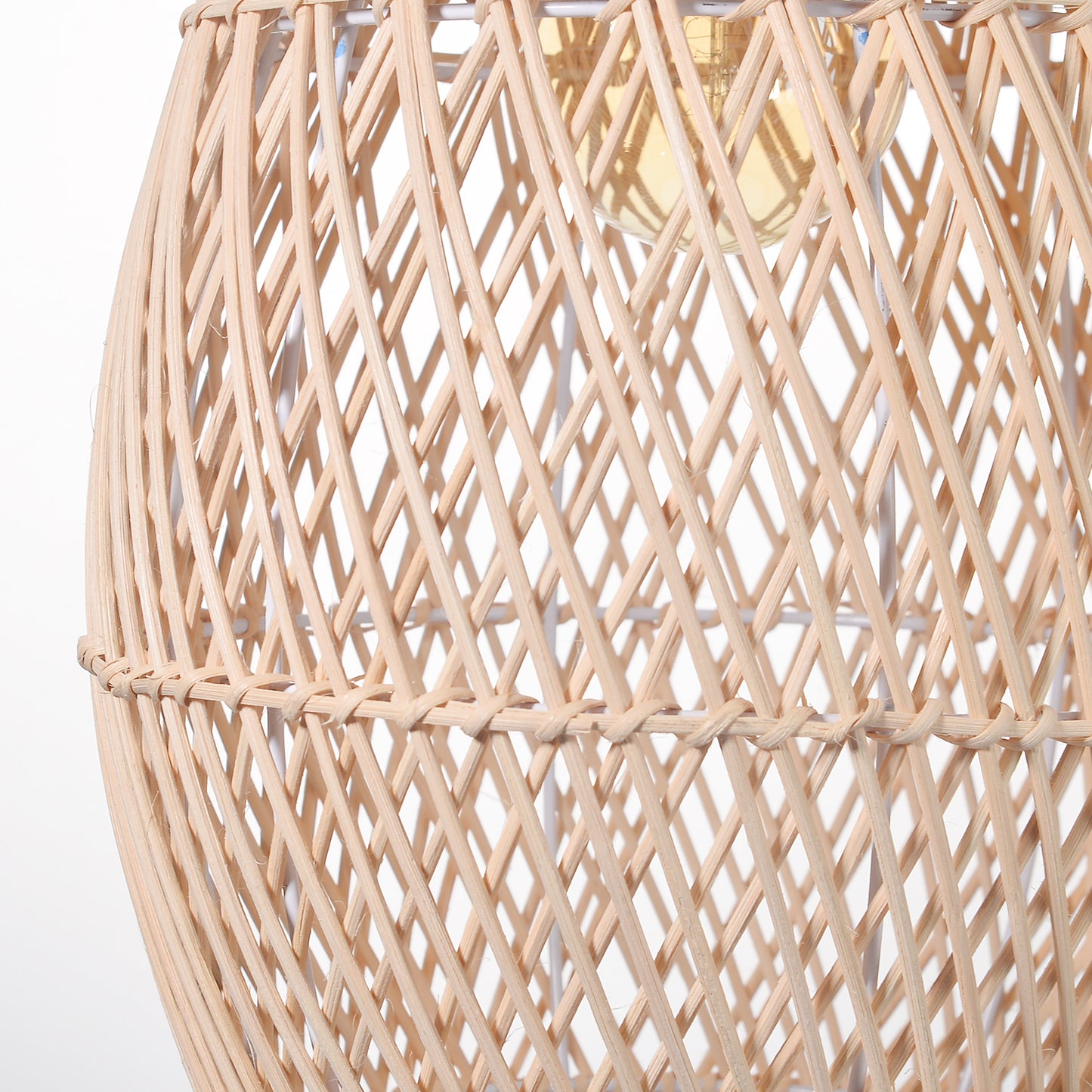 (Q) Handmade Rattan Pendant Light, Modern Minimalist Style Teardrop Shaped Lampshade Rattan Pendant Light, Suitable for Bedrooms