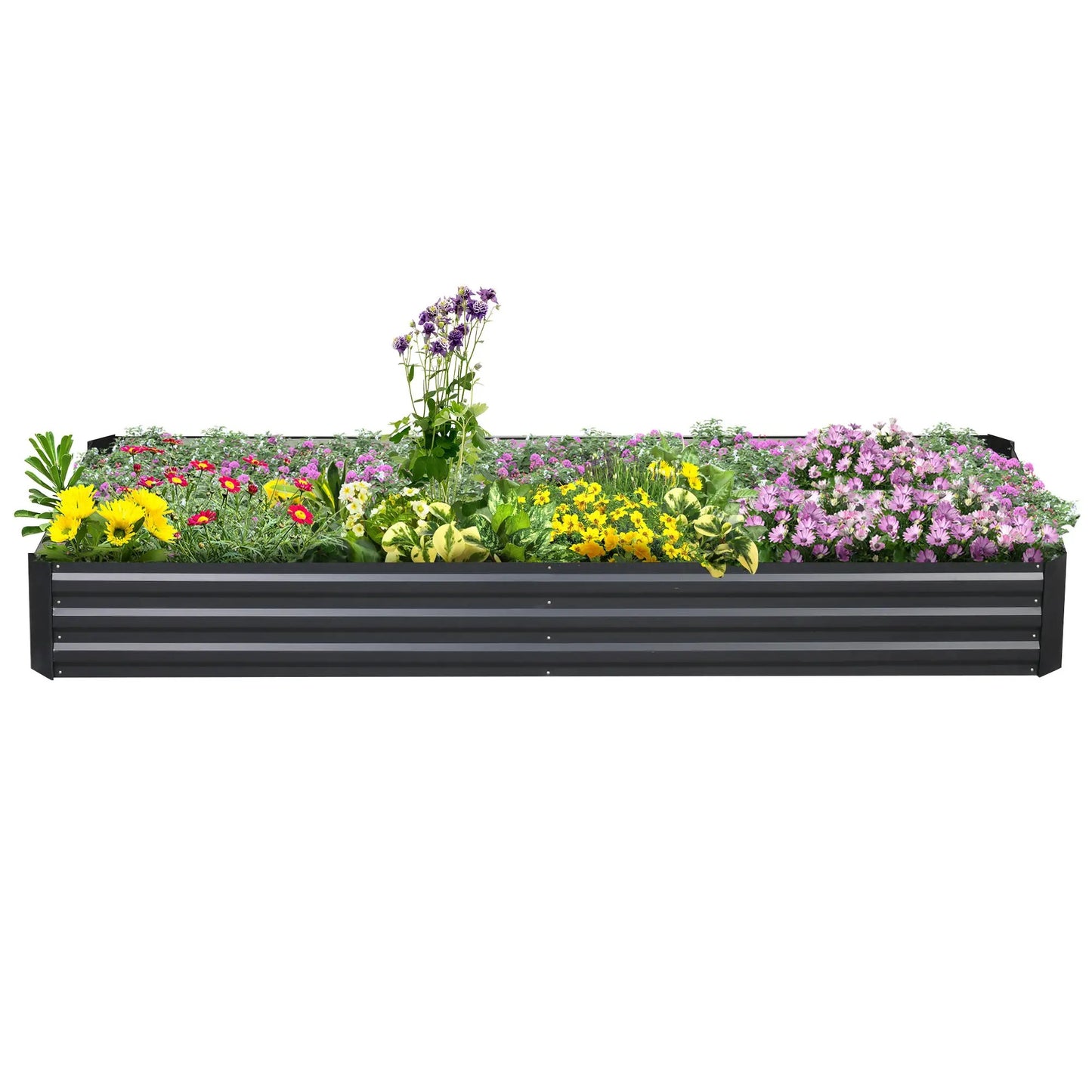 Steel raised planter bed, open bottom, easy to assemble, 95L x 90.5W x 29.8H cm, grey