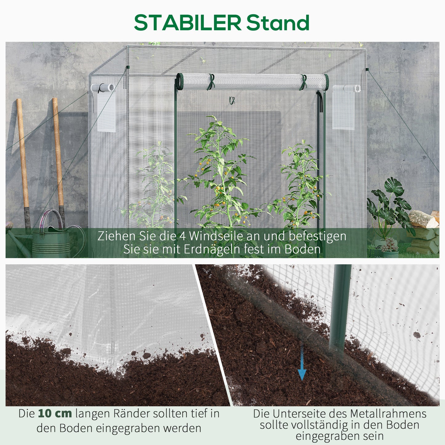 Greenhouse film greenhouse 200x68x196cm with roller door & side windows, windproof, steel & PE, ideal for garden plants