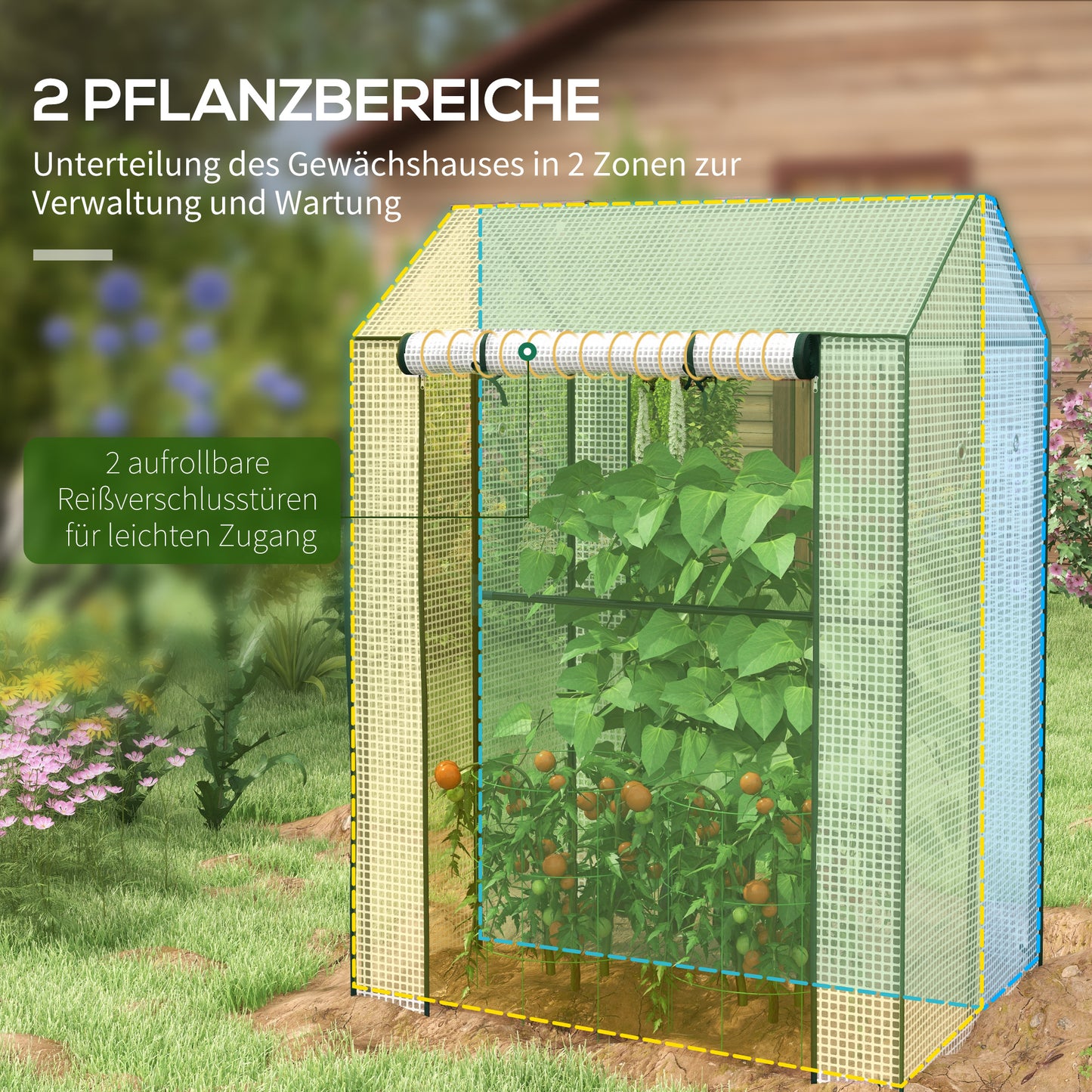 Double door plastic greenhouse, white windproof tomato house, 100x80x150cm, suitable for garden and balcony