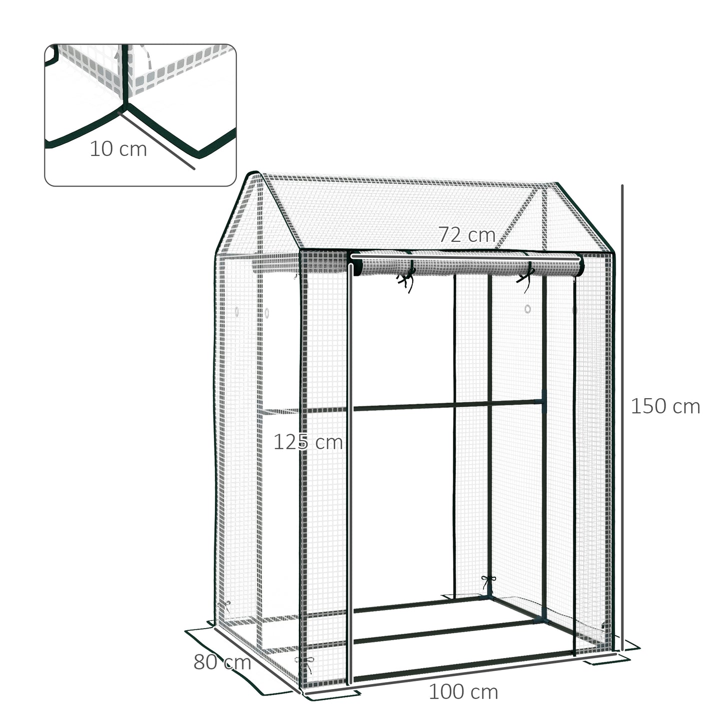 Double door plastic greenhouse, white windproof tomato house, 100x80x150cm, suitable for garden and balcony