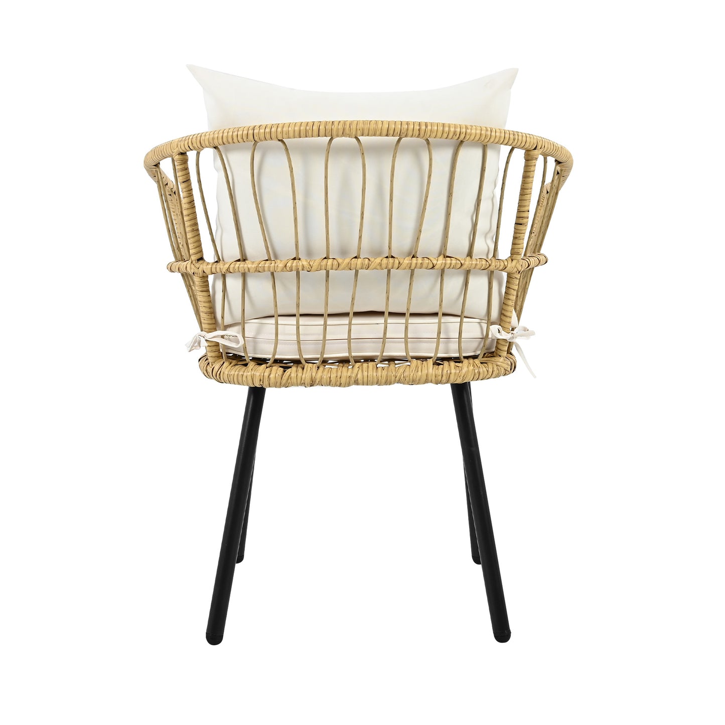 5-piece garden lounge set, including 1 dining table, 2 chairs, 2 stools, furniture, rattan, natural