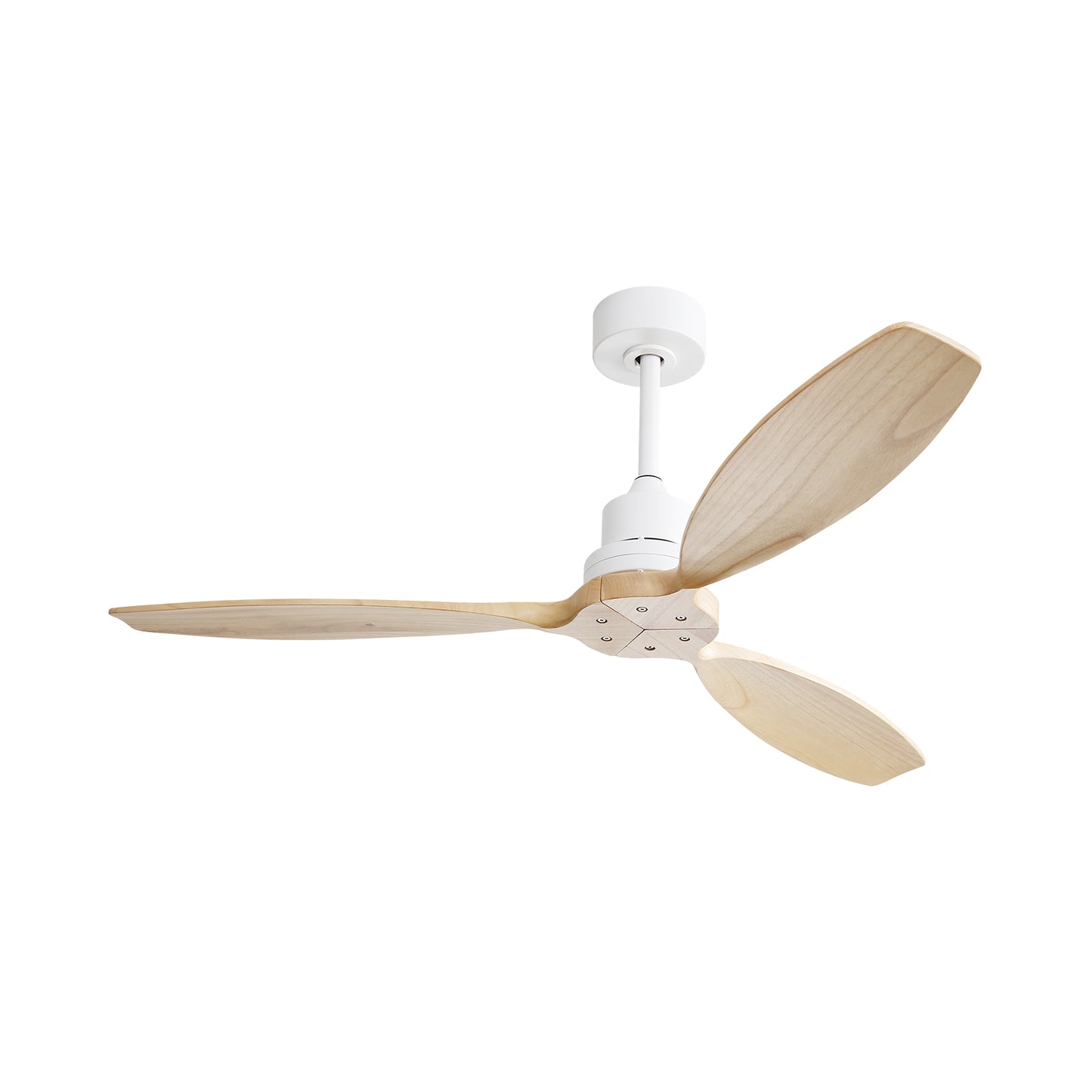 52" Solid Wood Blade Low Profile Ceiling Fan without Light, 6 Speed Remote Control for Patio & Living Room