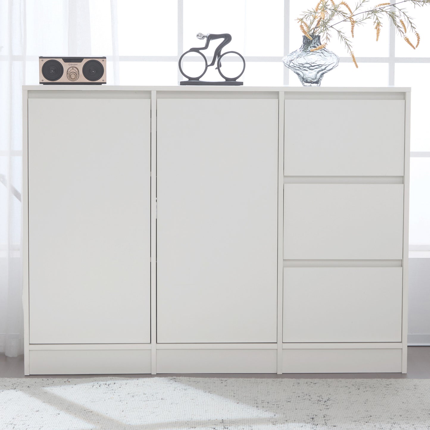 Modern Sideboard with Large Storage Space, Two Doors, Three Drawers, and Adjustable Shelf (120x90x35 cm)