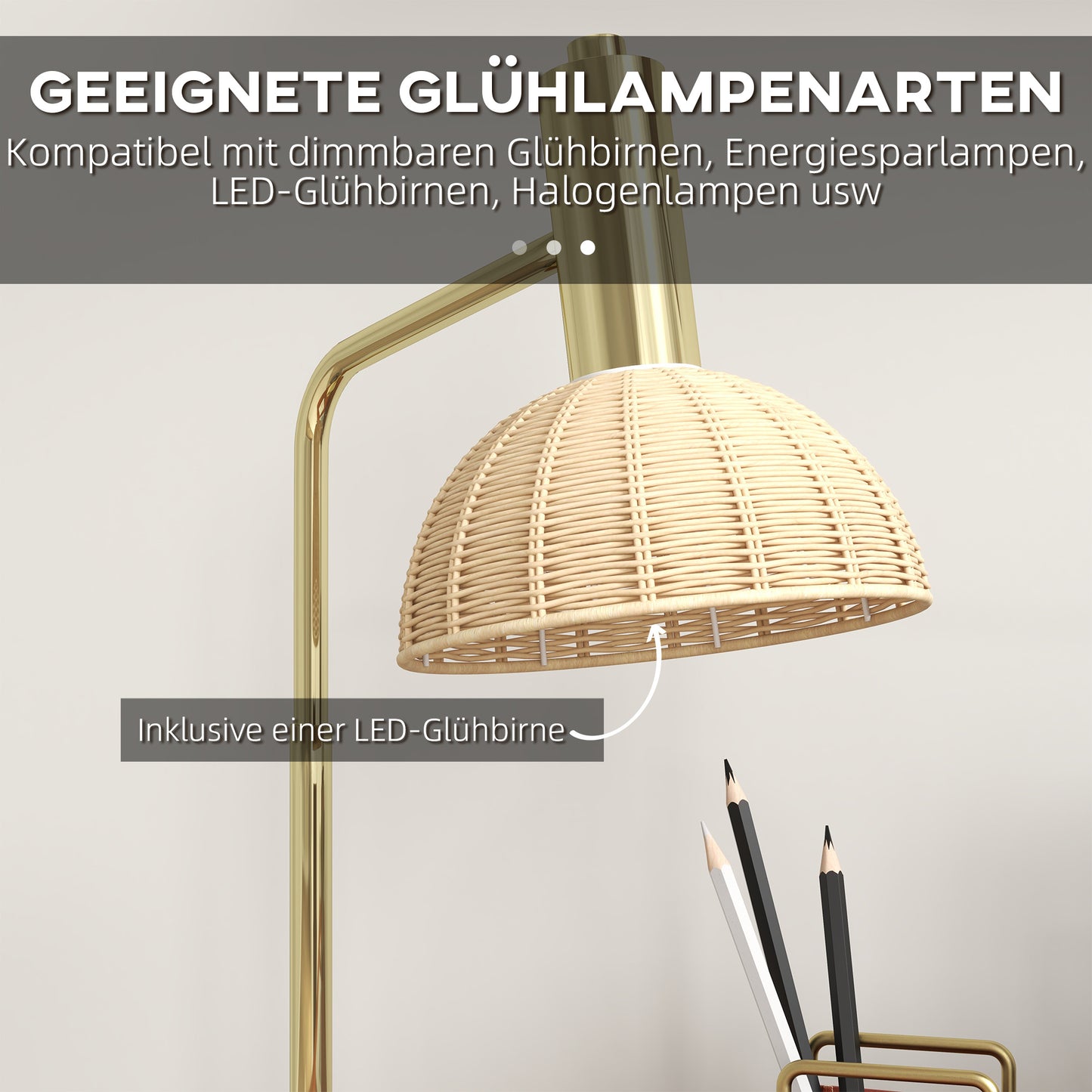 LED bulb for desk and bedside table, energy saving, warm white, dimmable, E27 socket