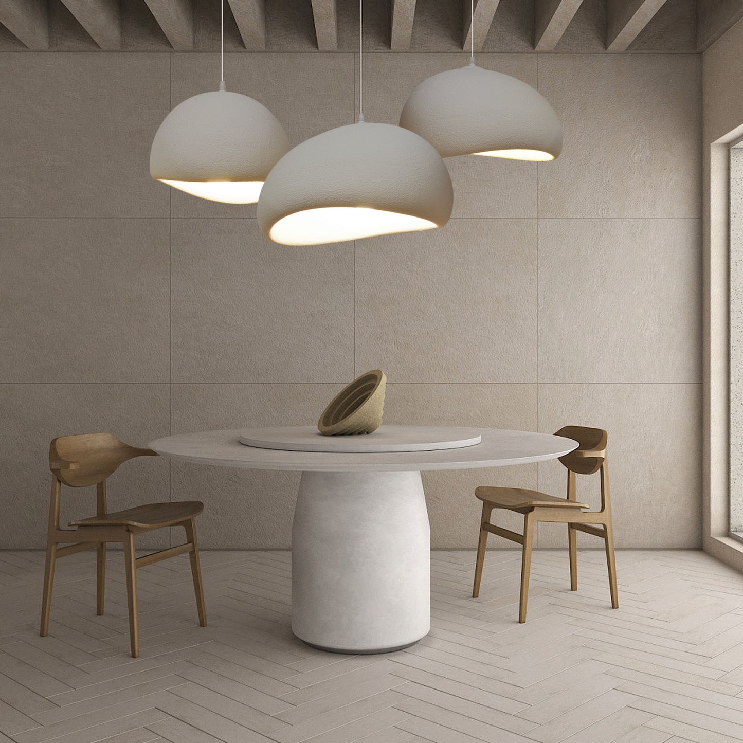(M)Wabi Sabi Pendant Lighting Polystyrene White Chandelier Hanging Light Fixture for Dining Room Hall