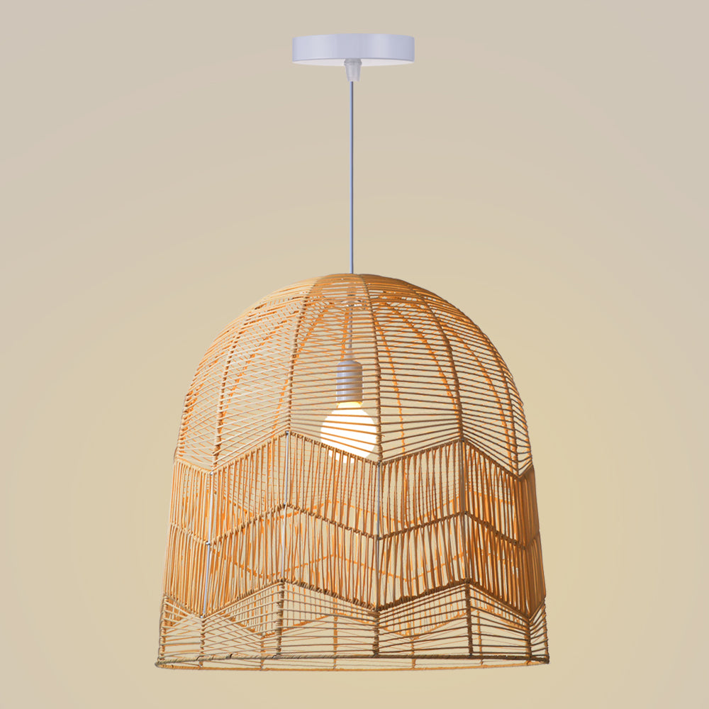 (M)Rattan Pendant Light Fixtures Geometric Single Lantern Ceiling Chandelier Lamp for Kitchen Island
