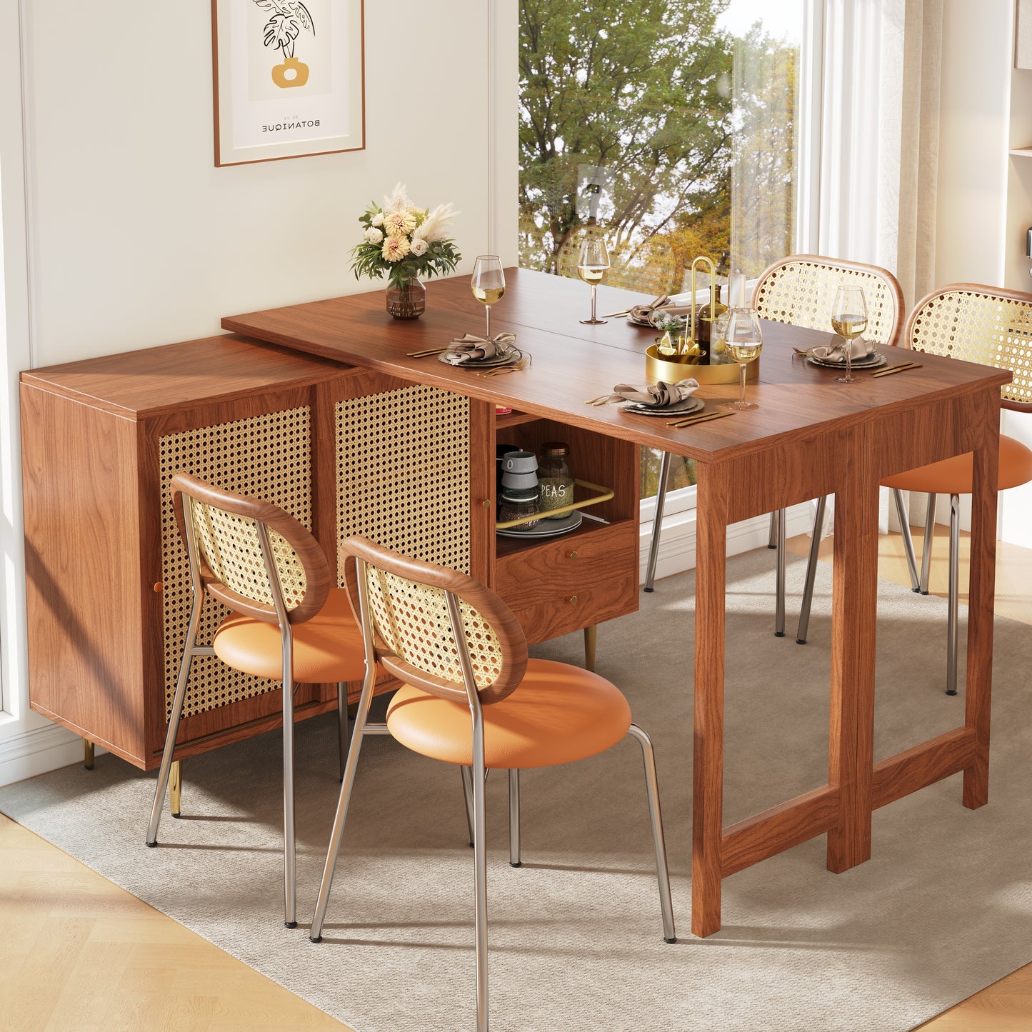 Brown 360° Rotating Expandable Bar Table-A Versatile Home Essential