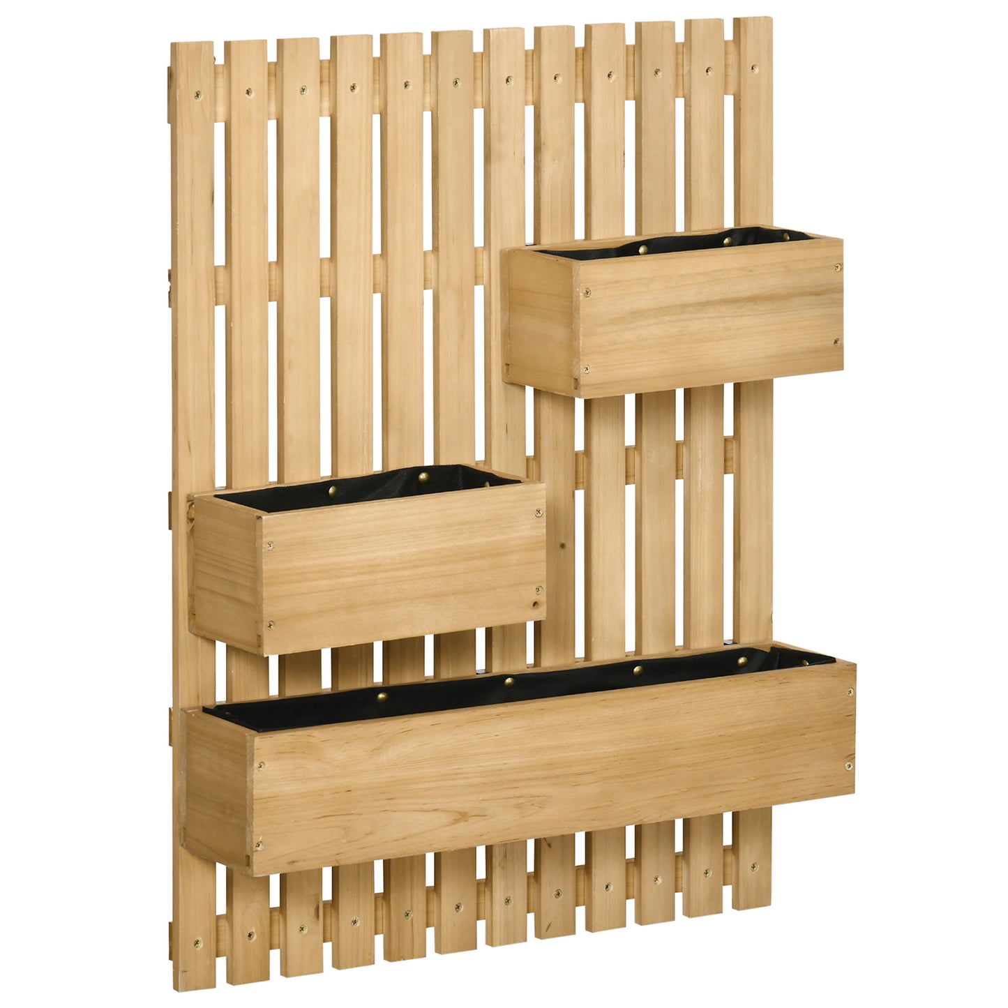 Flower box with trellis, movable raised bed made of solid wood, 60 x 16 x 80 cm, perfect for terraces and balconies, natural color