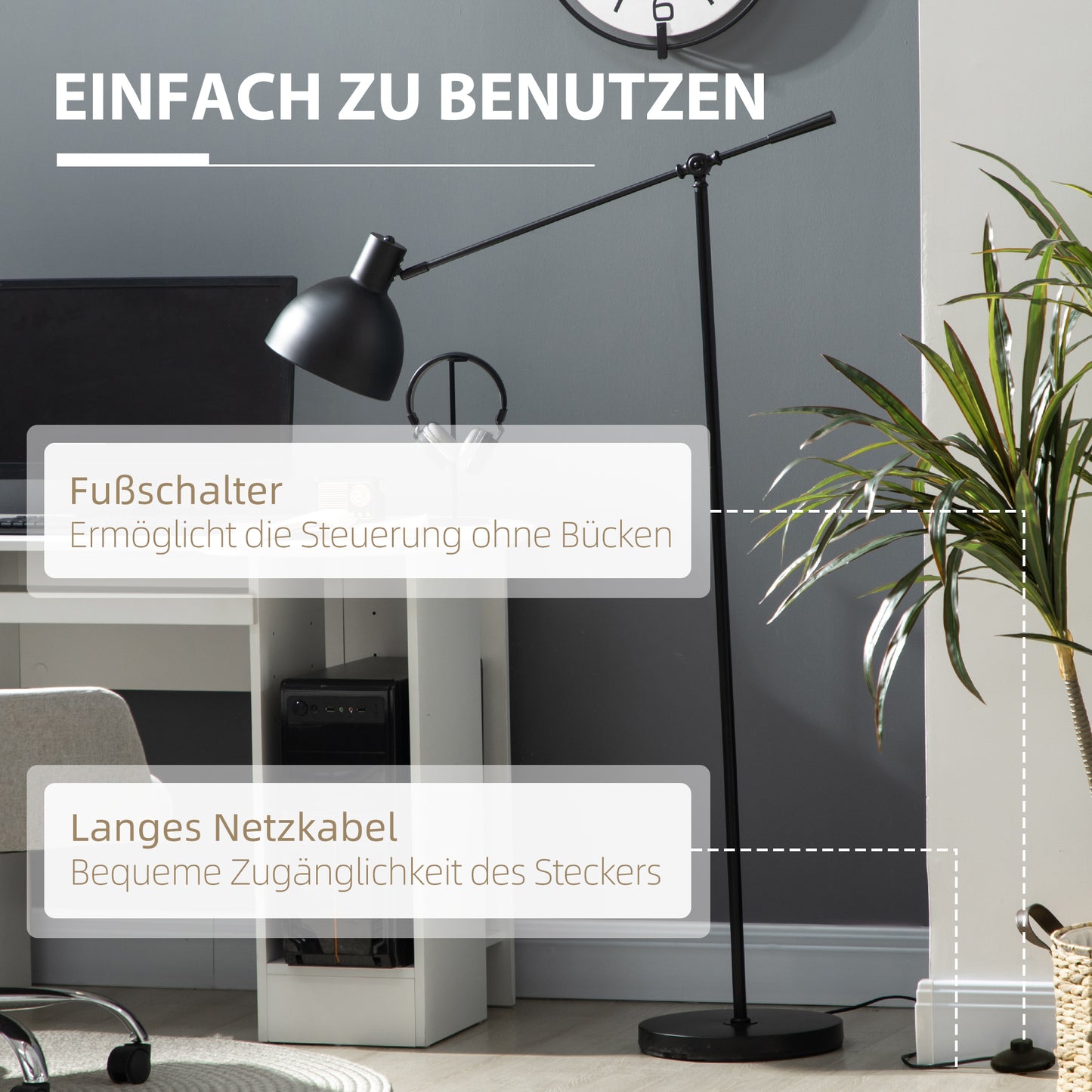 Floor lamp, LED energy-saving lamp 10W warm white light dimmable for indoor use, bedroom, restaurant