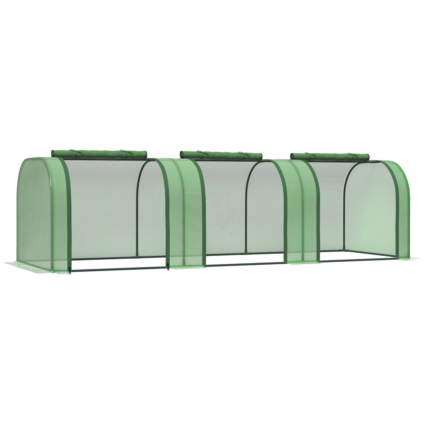 Plastic greenhouse with door 295x100x80 cm, plant house for plant cultivation made of steel & PE, green