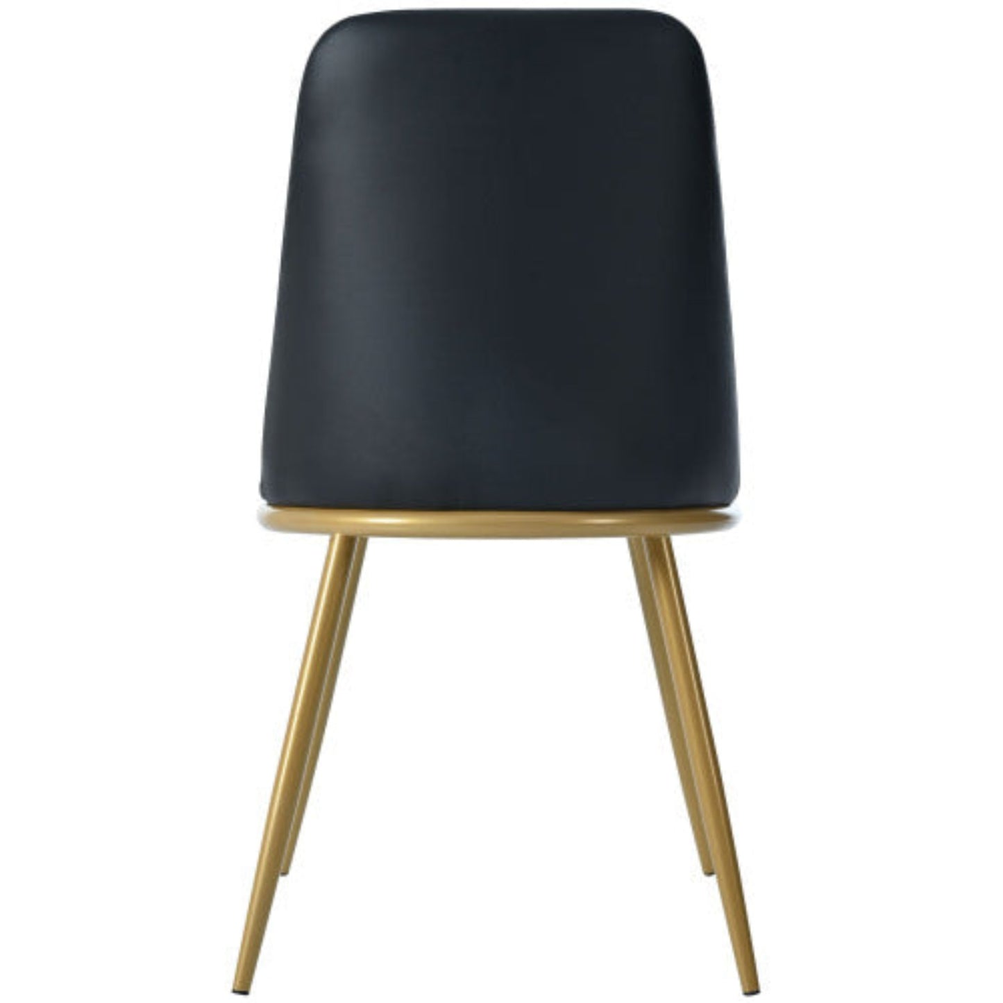 Black PU Leather Dining Chairs,Round Back, Metal Frame, Golden Legs,Set of 2