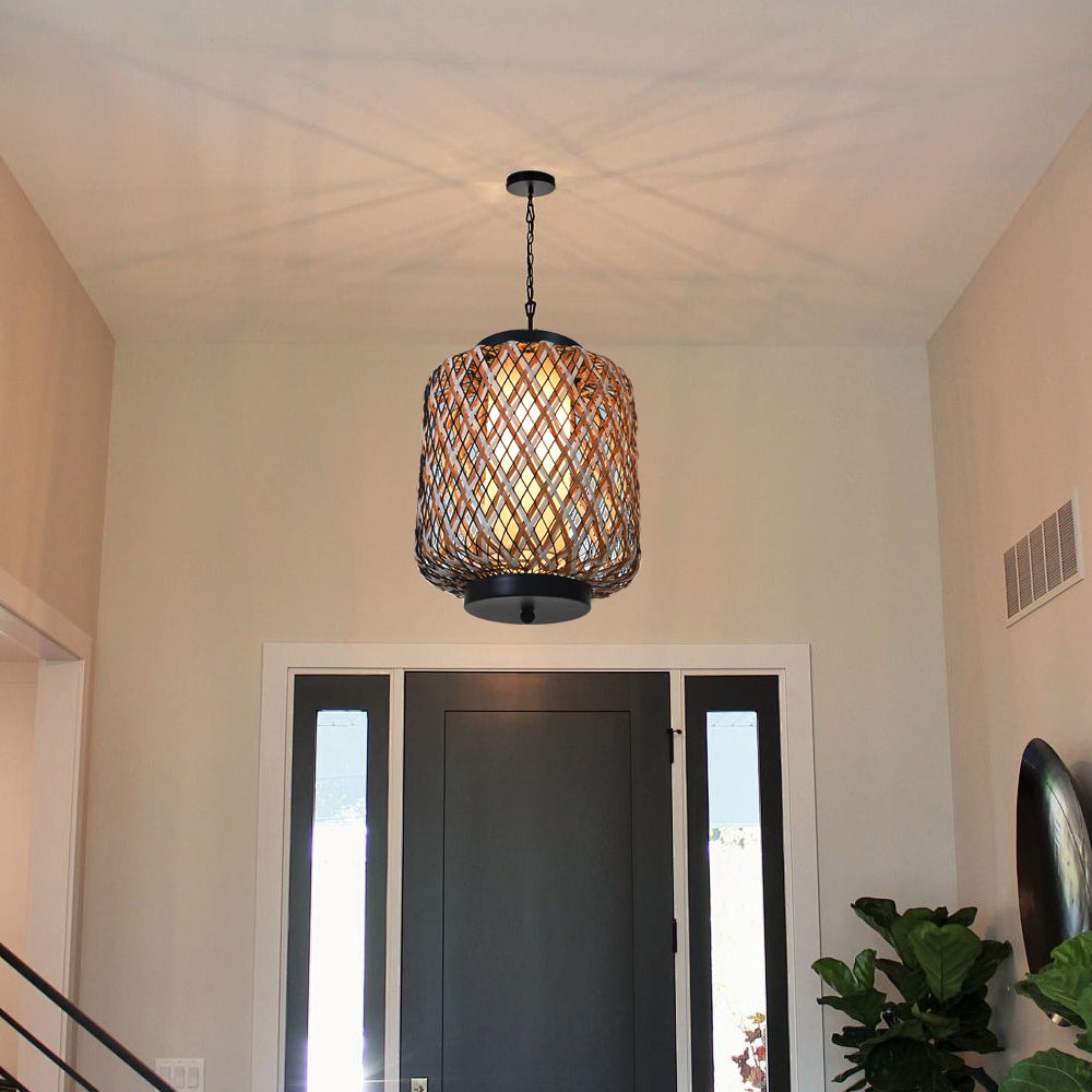 (Q)Outdoor Waterproof Rattan Decorative Pendant Light,Modern Minimalist Style Pendant light, Suitable for Living Room, Dining Room, Bedroom