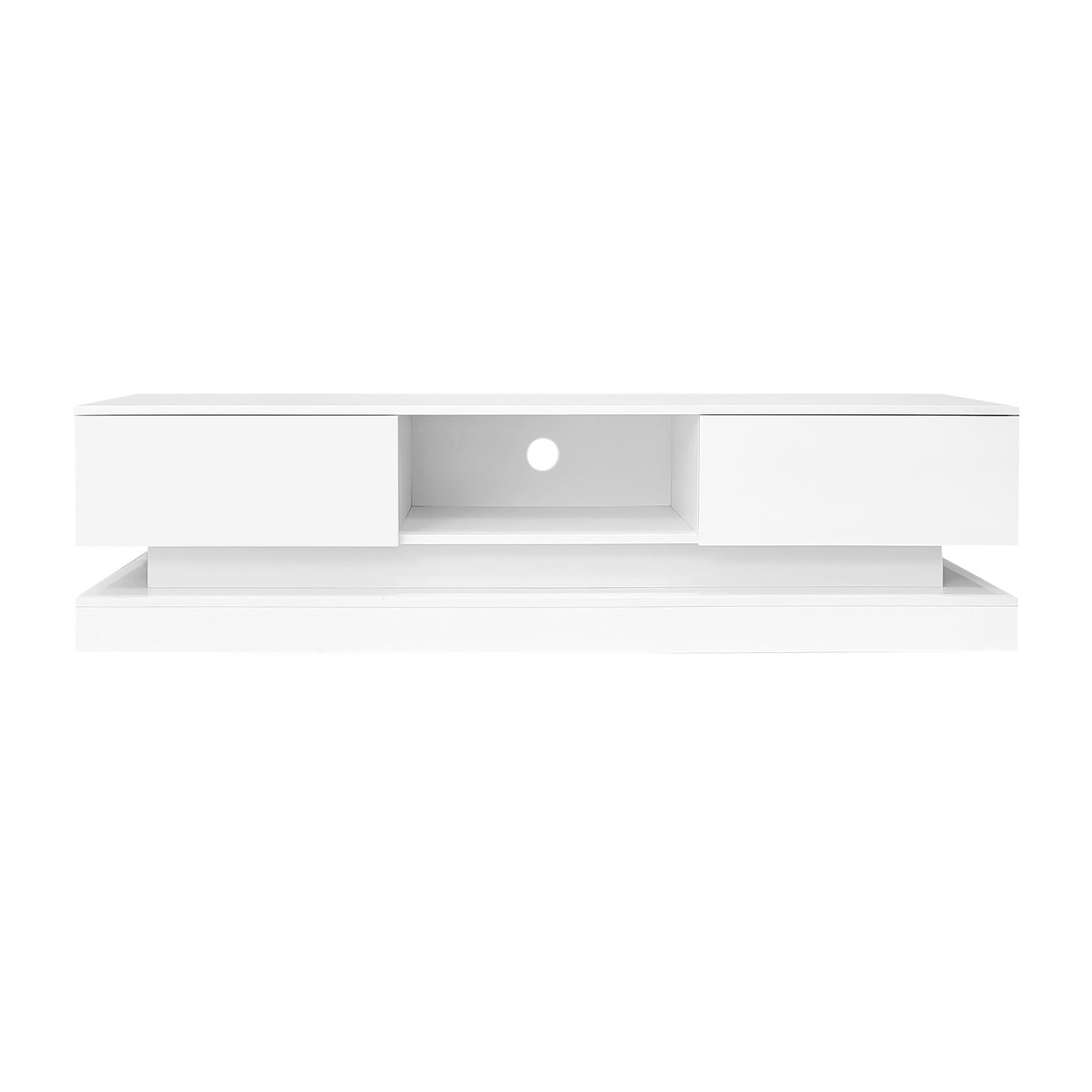 160cm High Gloss TV Cabinet with LED Lighting and 2 Drawers