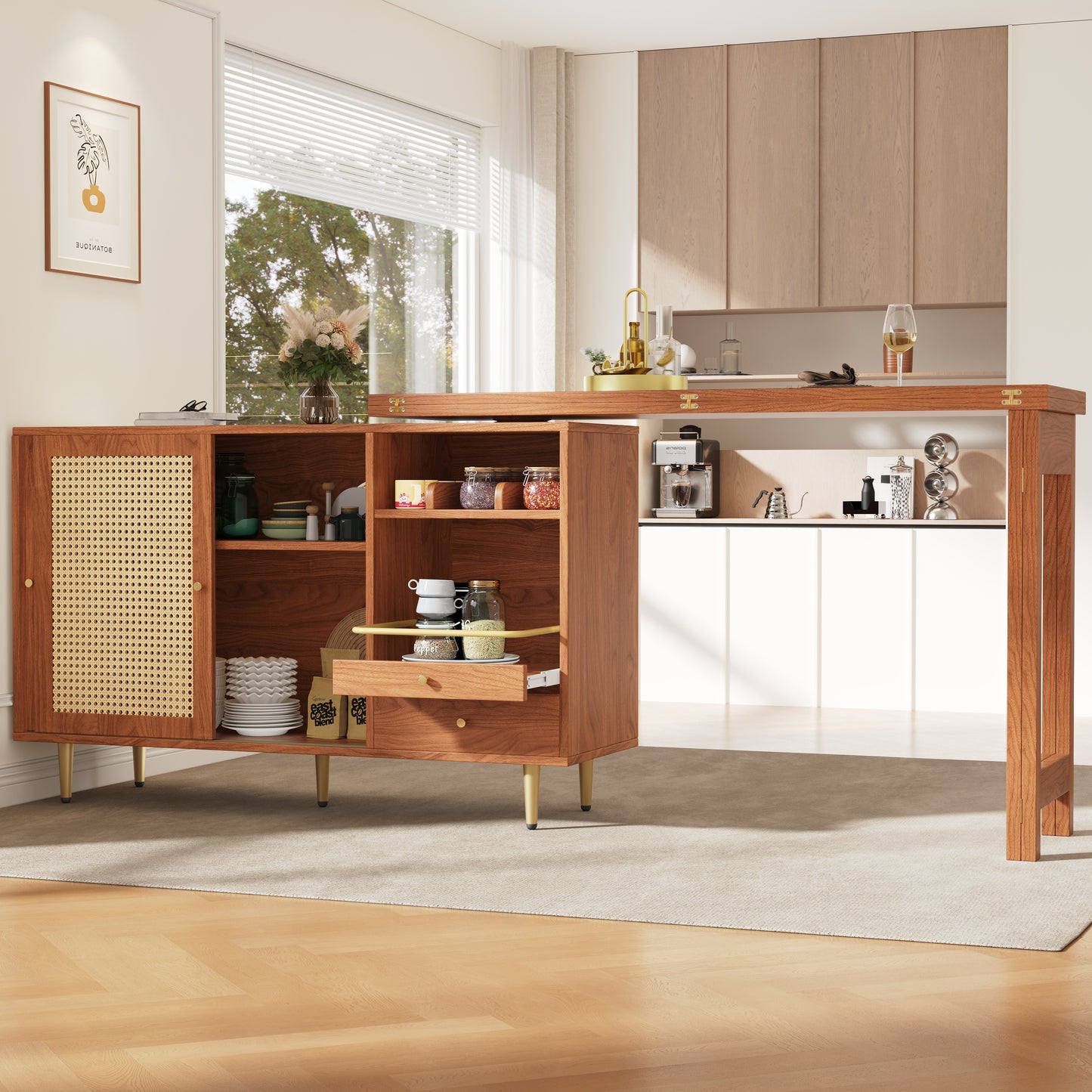 Brown 360° Rotating Expandable Bar Table-A Versatile Home Essential
