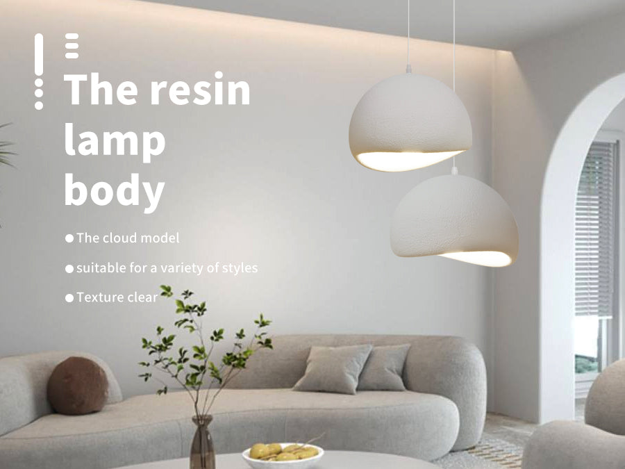 (M)Wabi Sabi Pendant Lighting Polystyrene White Chandelier Hanging Light Fixture for Dining Room Hall