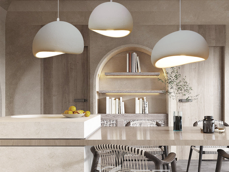 (M)Wabi Sabi Pendant Lighting Polystyrene White Chandelier Hanging Light Fixture for Dining Room Hall